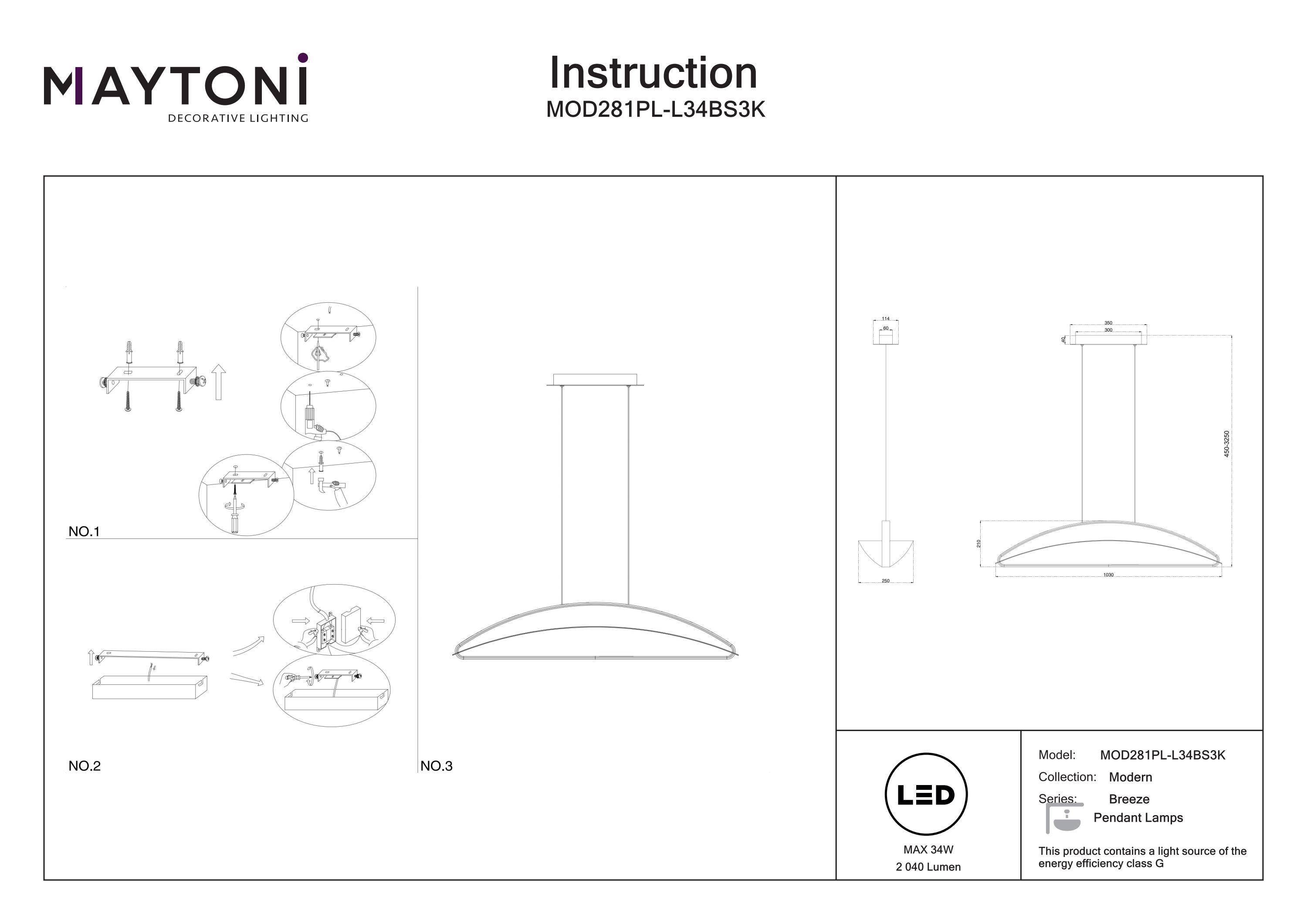 Corp de iluminat suspendat Breeze, Aluminiu Alamă, 34W, MAYTONI MOD281PL-L34BS3K [3]