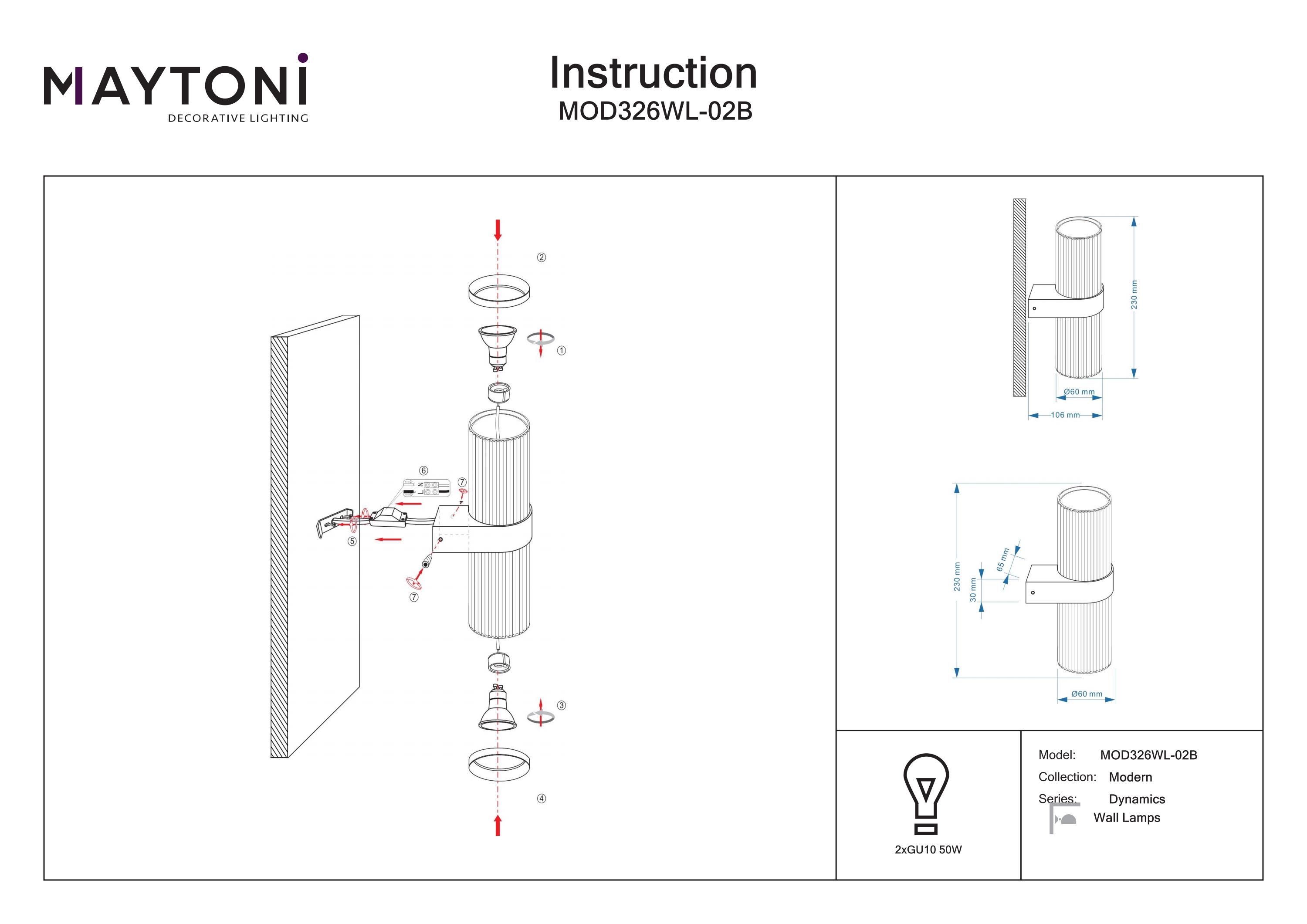 Aplică de perete DYNAMICS, Aluminiu Negru, 20W, MAYTONI MOD326WL-02B [6]