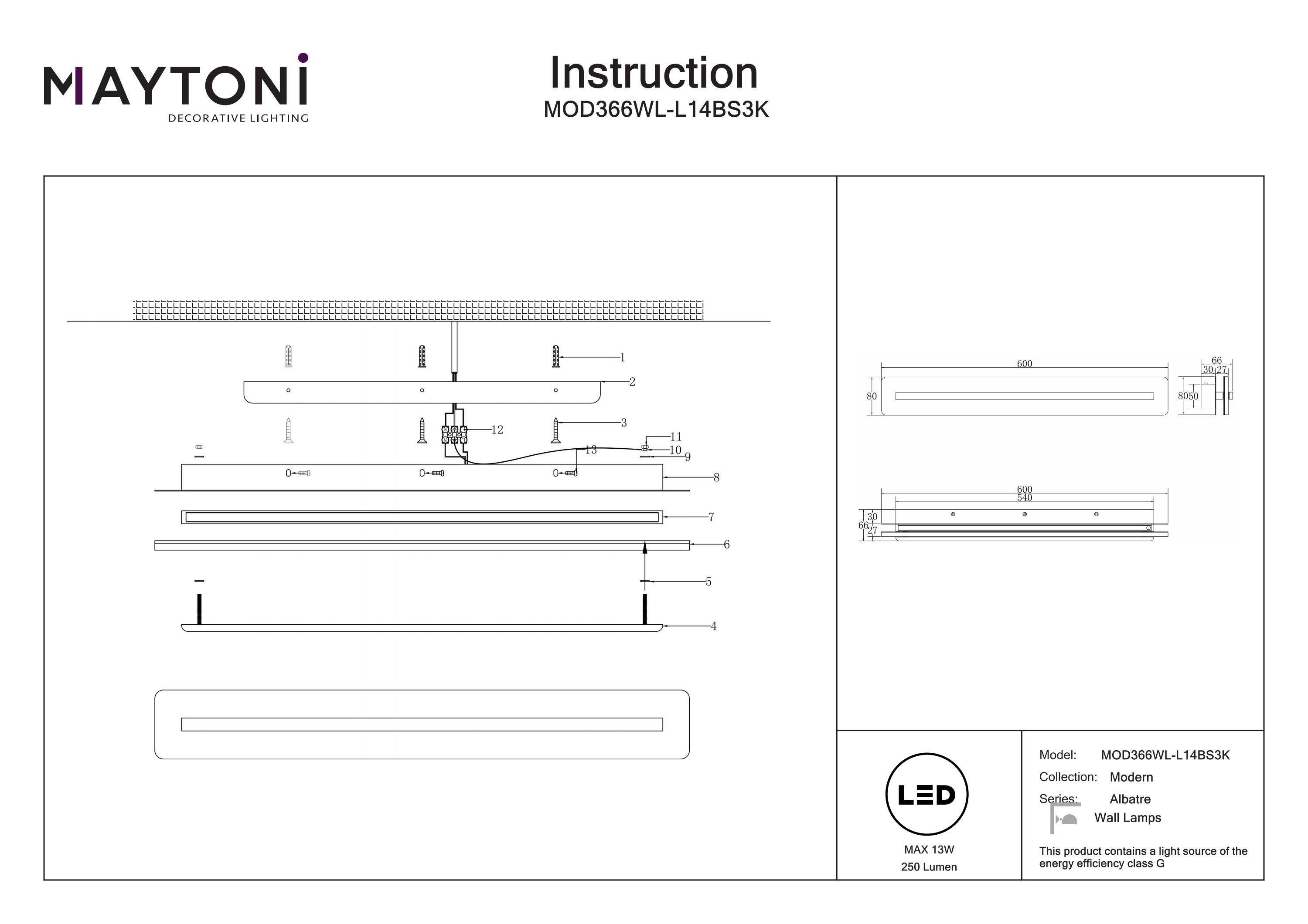 Aplică de perete Albatre, Metal Alamă, 13W, MAYTONI MOD366WL-L14BS3K [7]