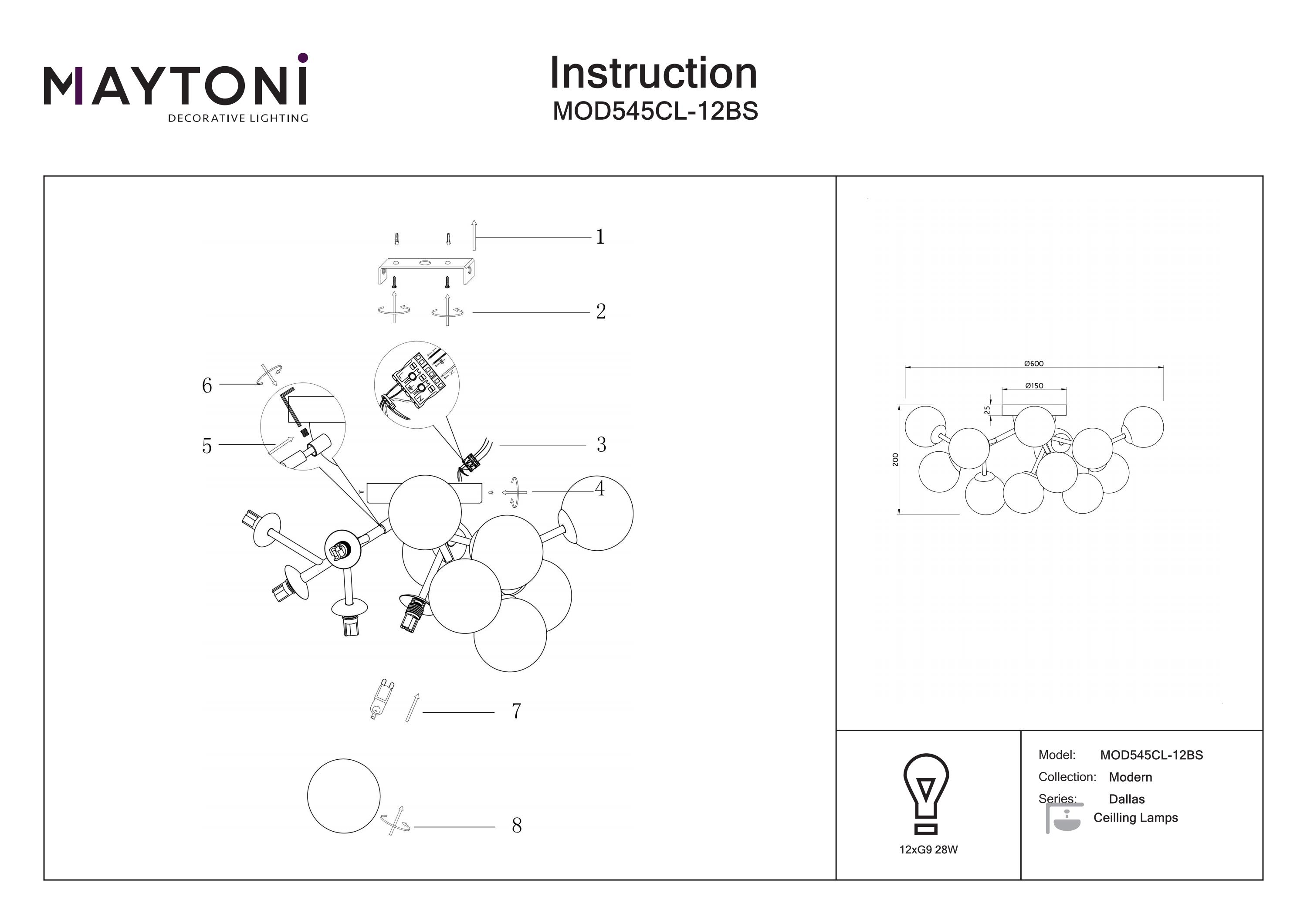 Plafonieră Dallas, Metal Auriu, 28W, MAYTONI MOD545CL-12BS [2]