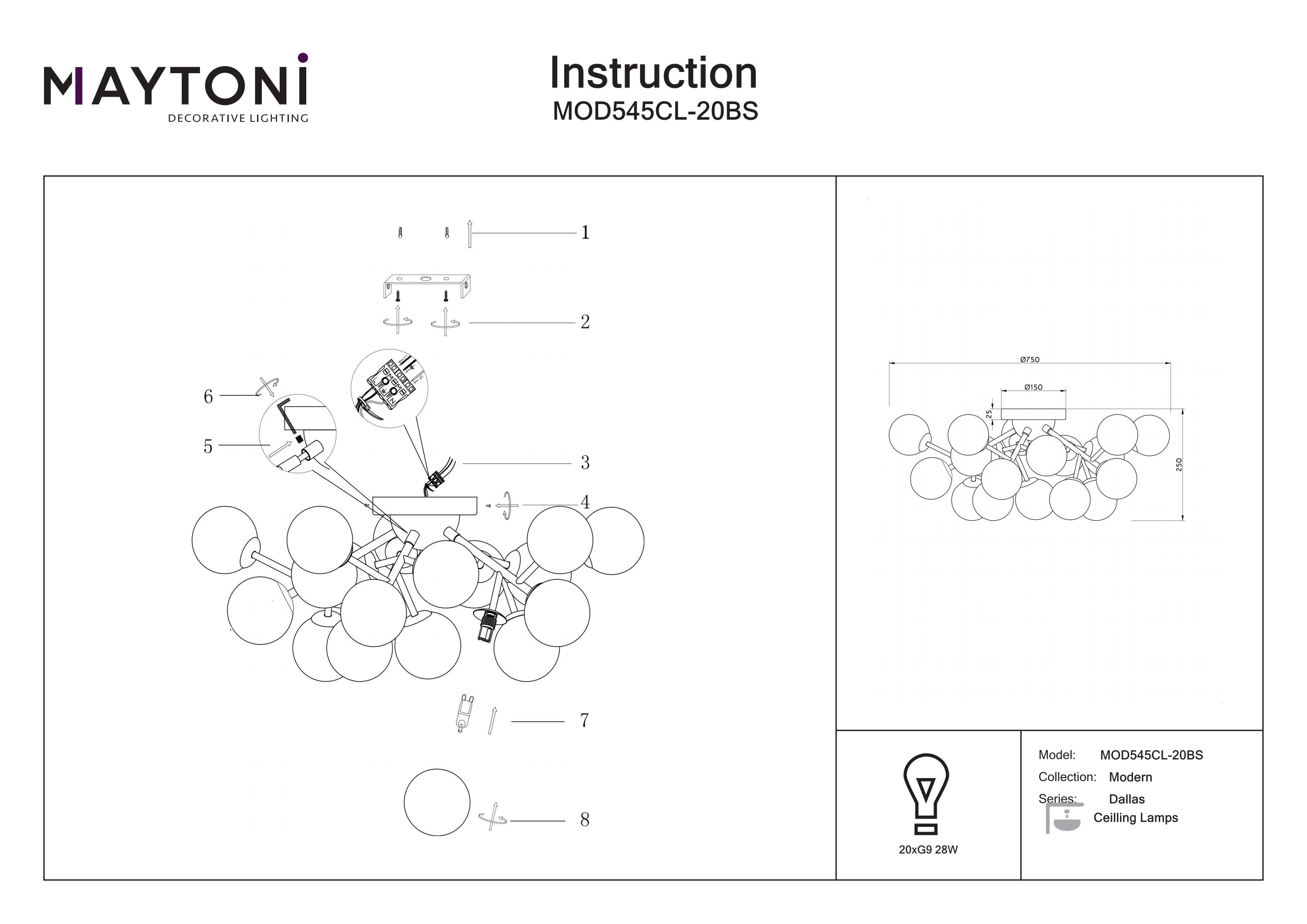 Plafonieră Dallas, Metal Auriu, 28W, MAYTONI MOD545CL-20BS [2]