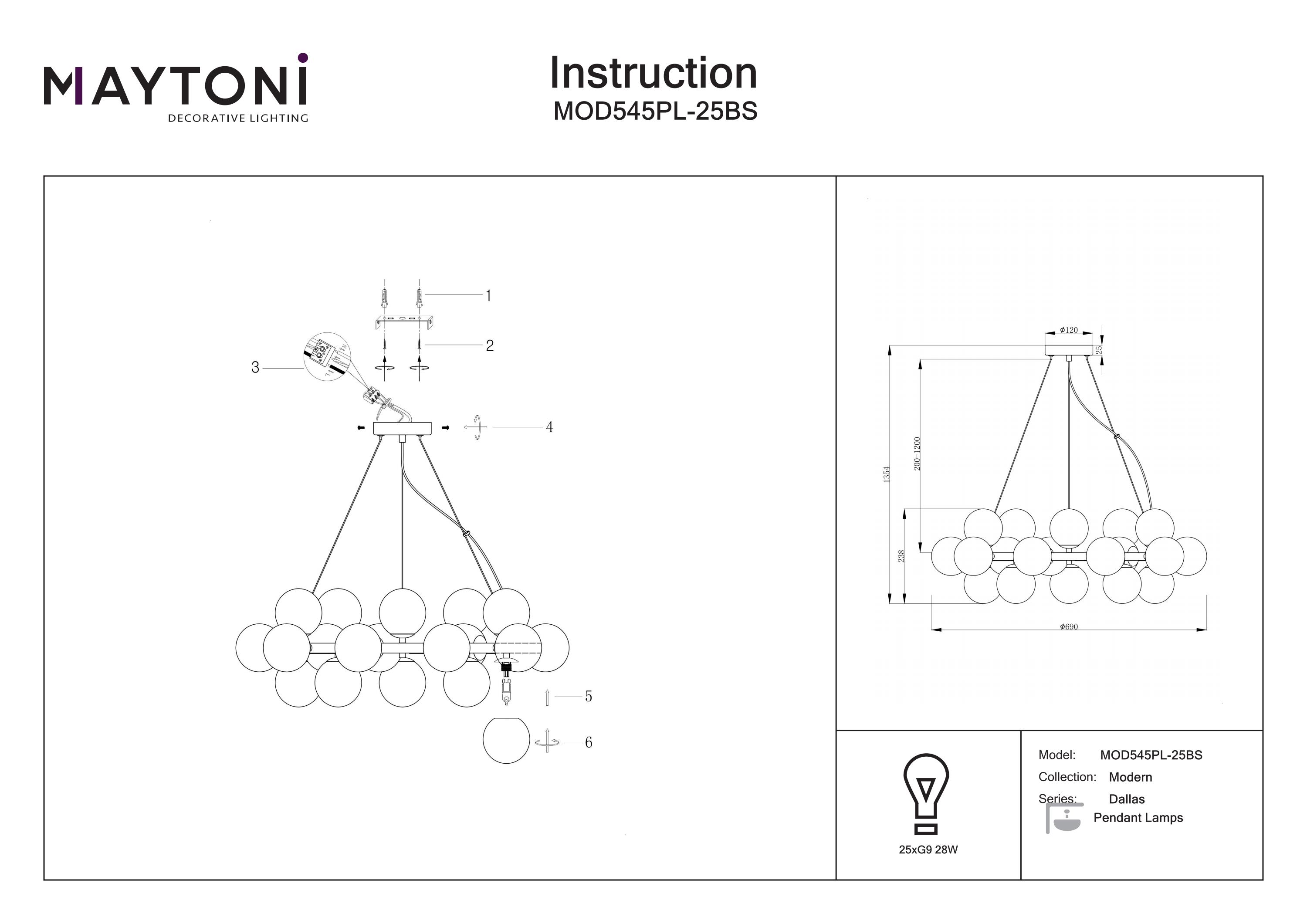 Corp de iluminat suspendat Dallas, Metal Auriu, 28W, MAYTONI MOD545PL-25BS [2]