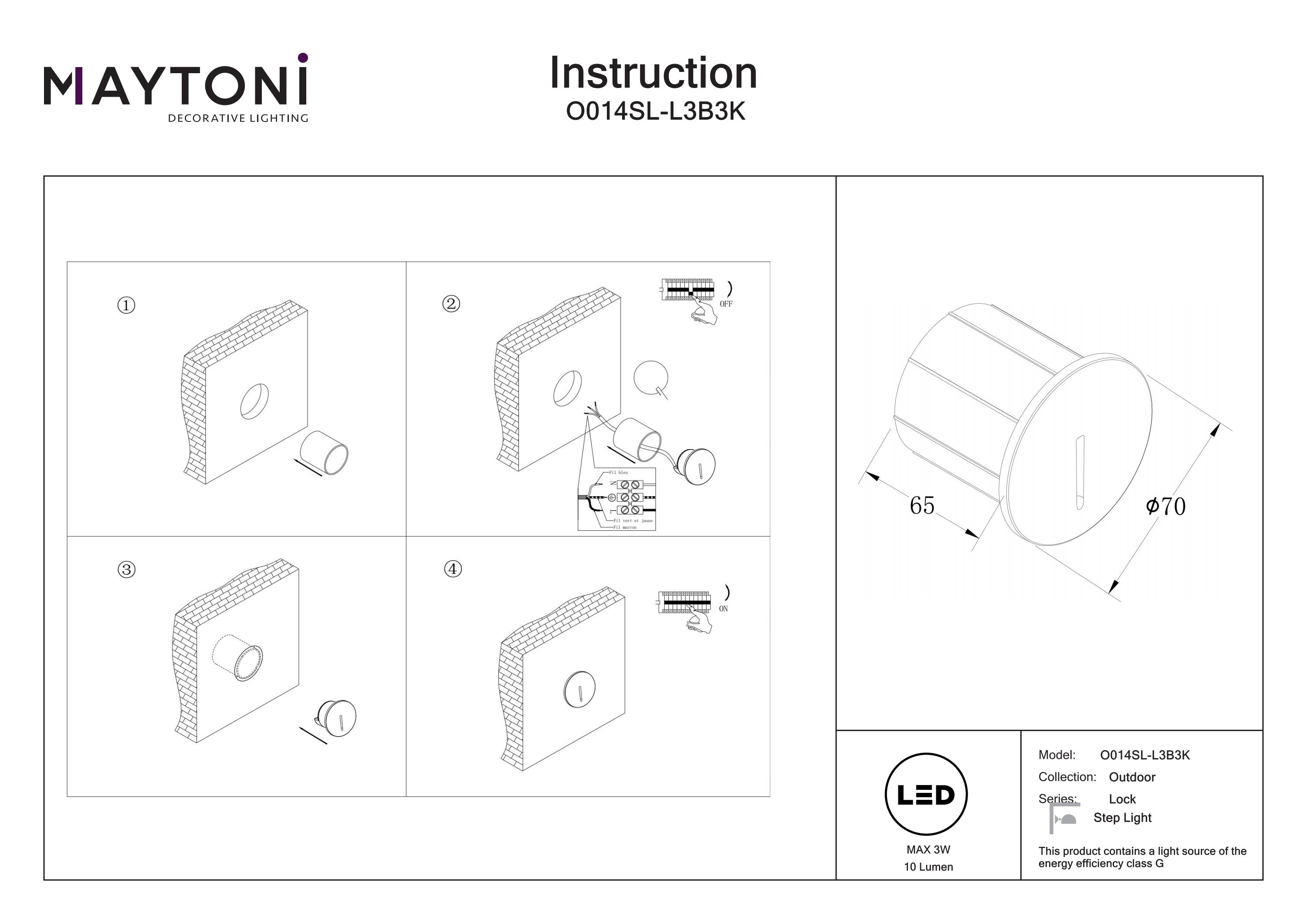 Iluminat pentru scări Lock, Aluminiu Negru, 3W, MAYTONI O014SL-L3B3K [5]
