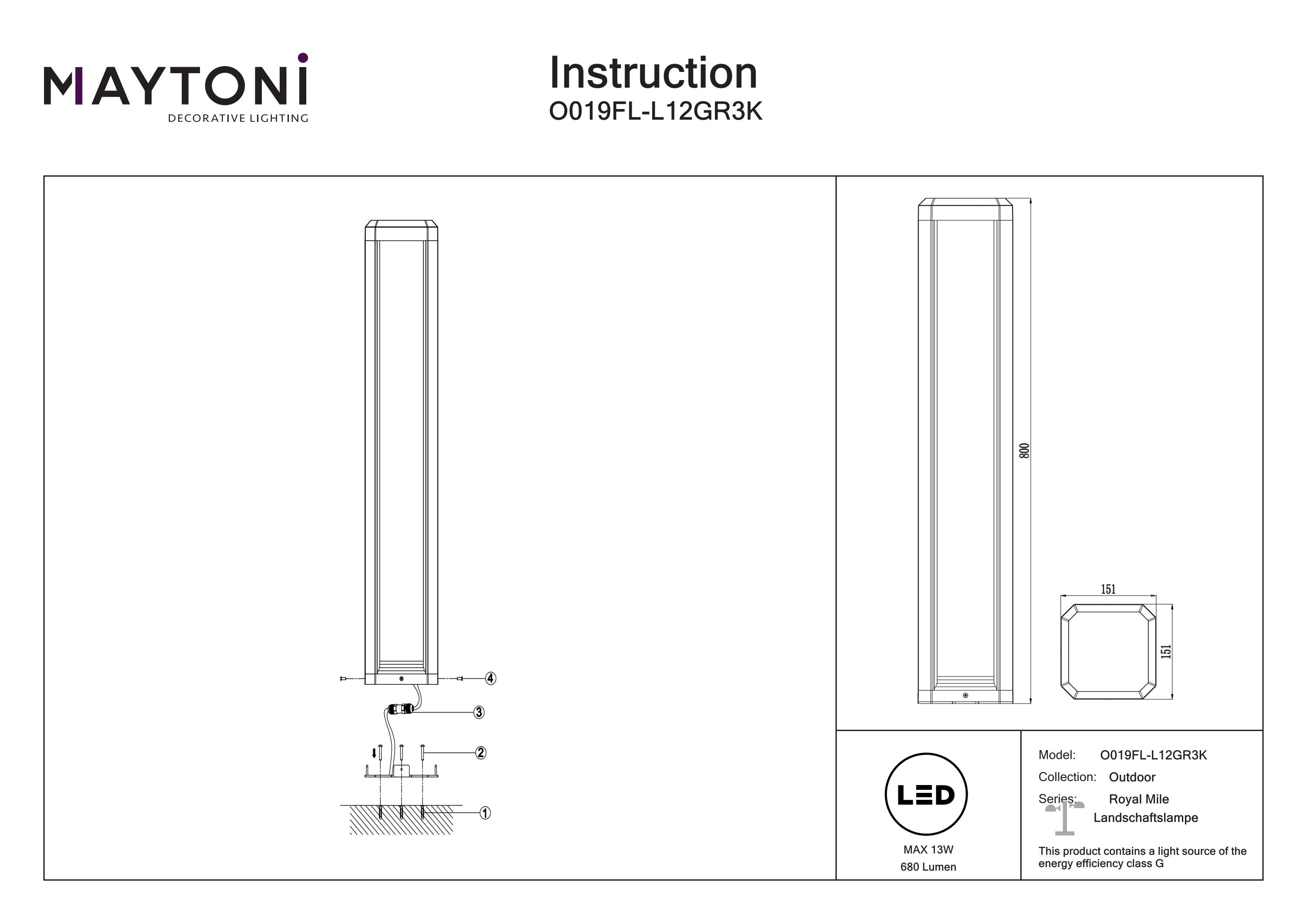 Corp de iluminat peisagistic Royal Mile, Aluminiu Gri, 13W, MAYTONI O019FL-L12GR3K [5]