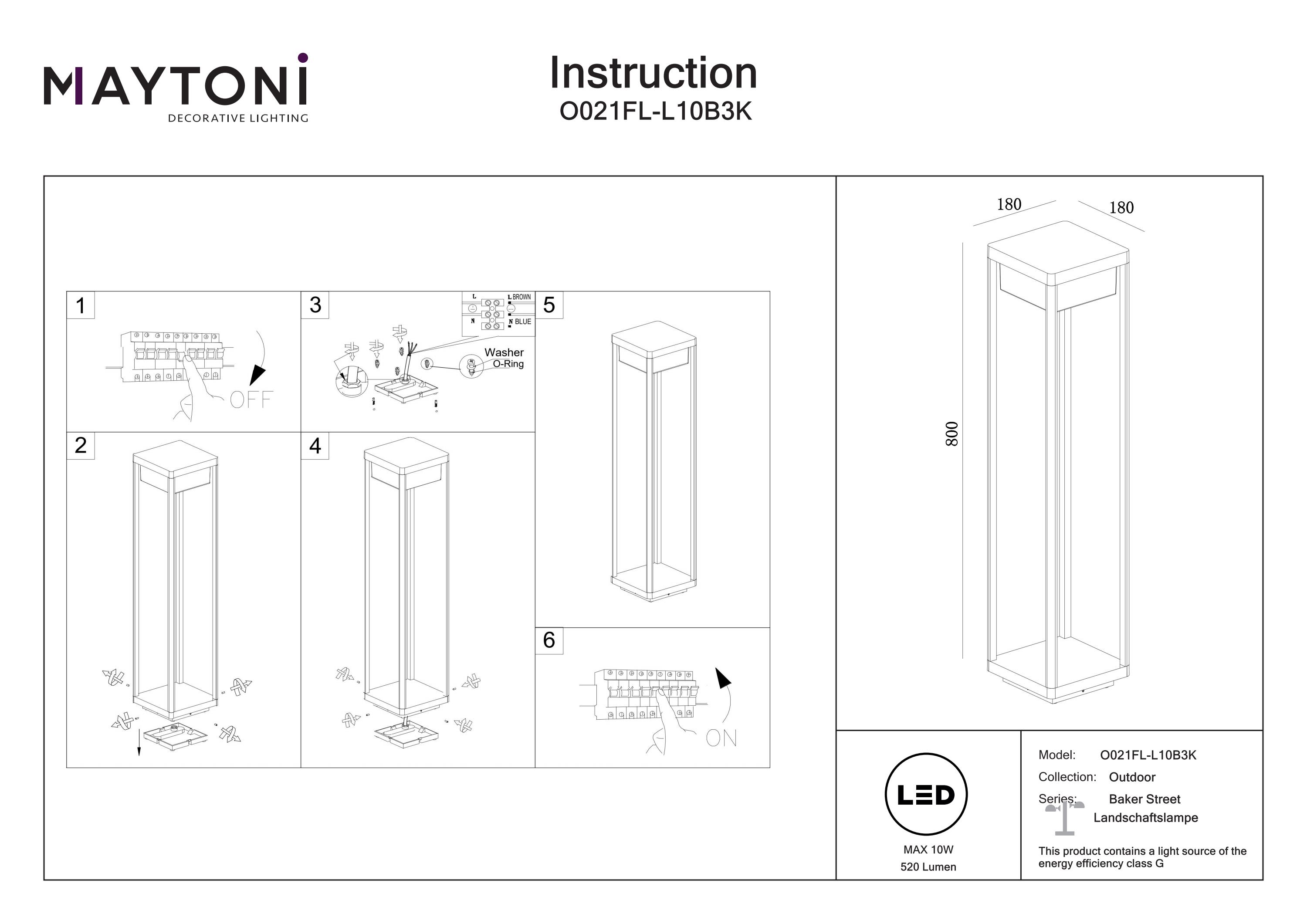 Corp de iluminat peisagistic Baker Street, Aluminiu Negru, 10W, MAYTONI O021FL-L10B3K [5]