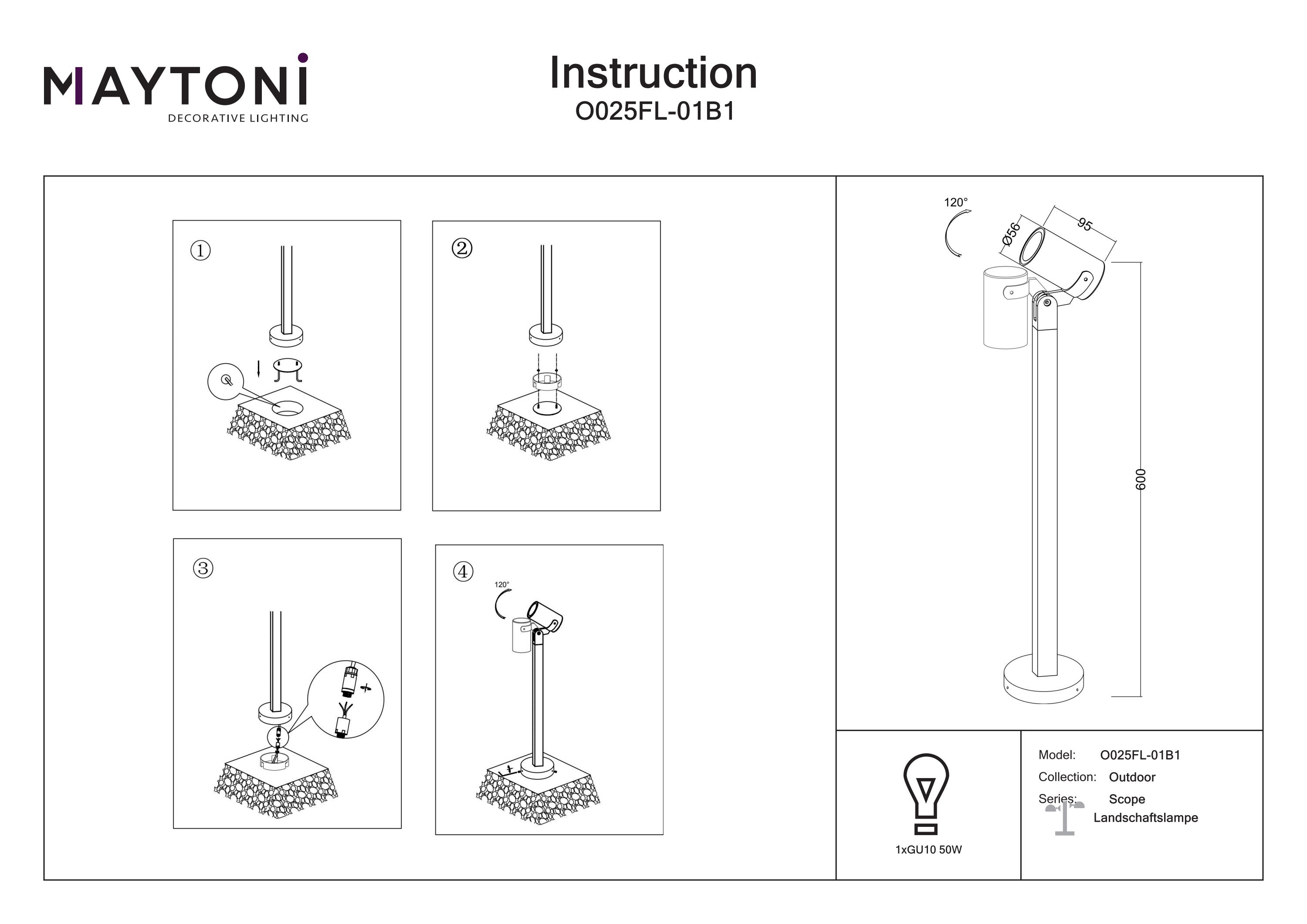 Corp de iluminat peisagistic Scope, Aluminiu și sticlă Negru, 50W, MAYTONI O025FL-01B1 [4]