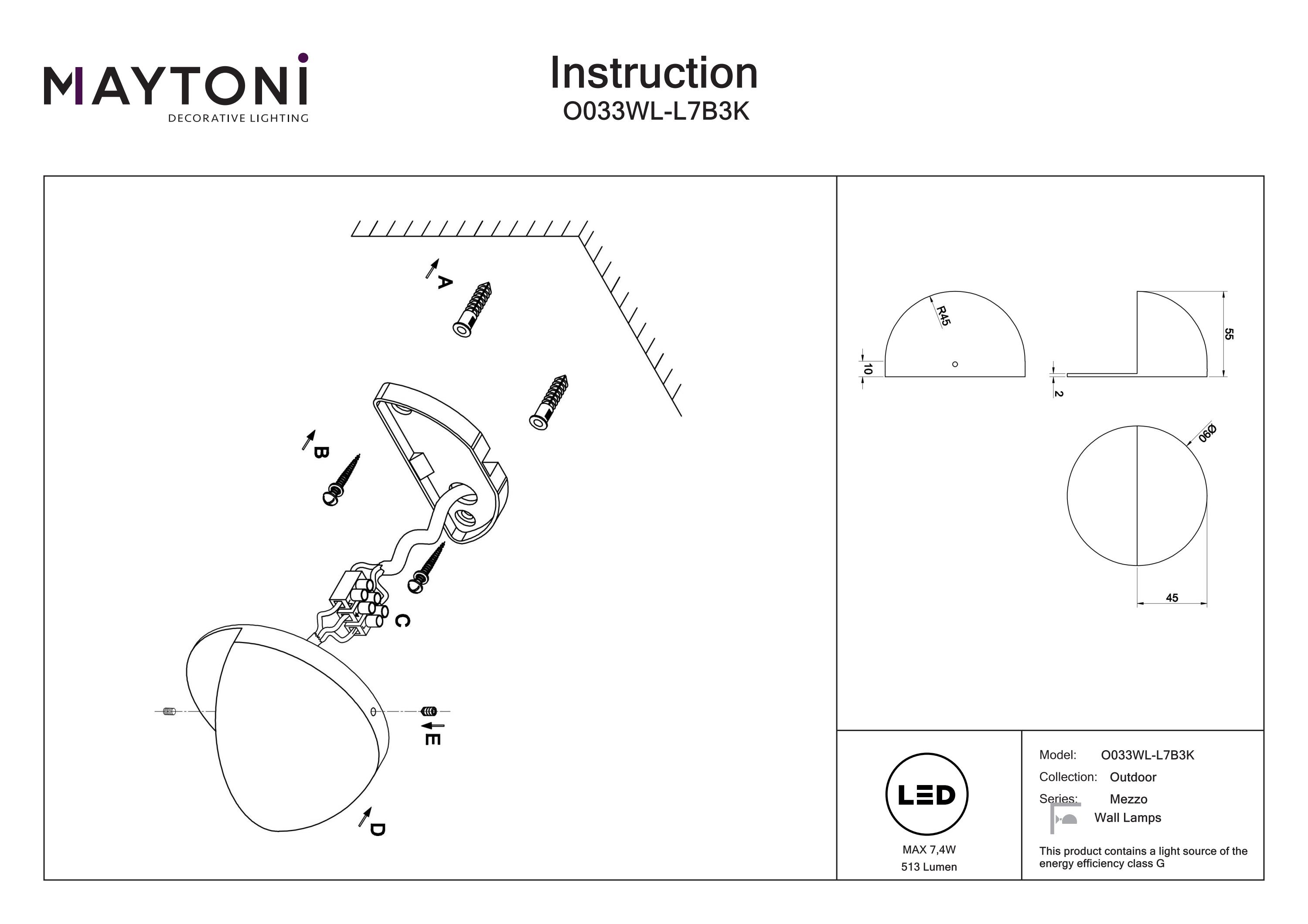Aplică de exterior Mezzo, Aluminiu Negru, 7.4W, MAYTONI O033WL-L7B3K [3]