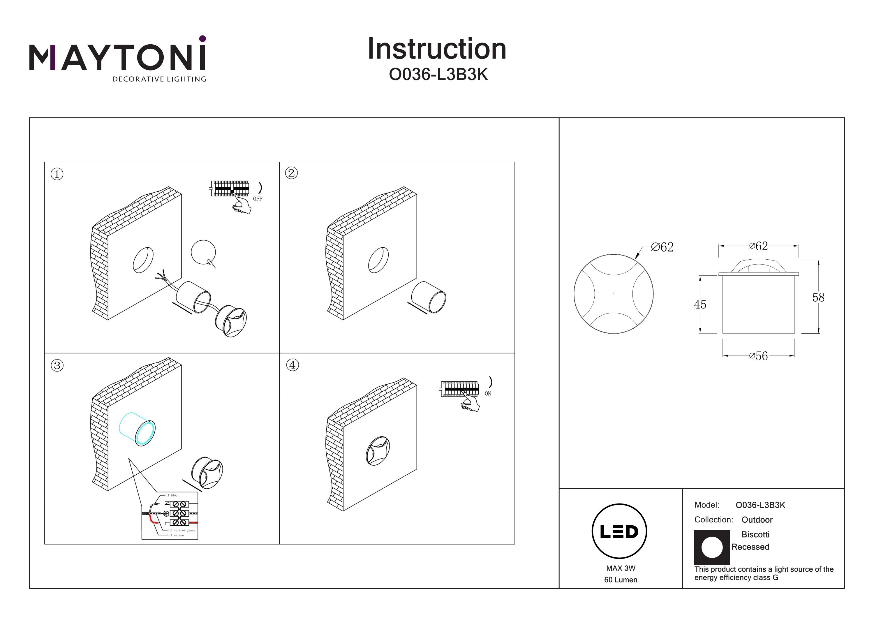 Corp de iluminat încastrat de exterior Biscotti, Aluminiu Negru, 3W, MAYTONI O036-L3B3K [4]