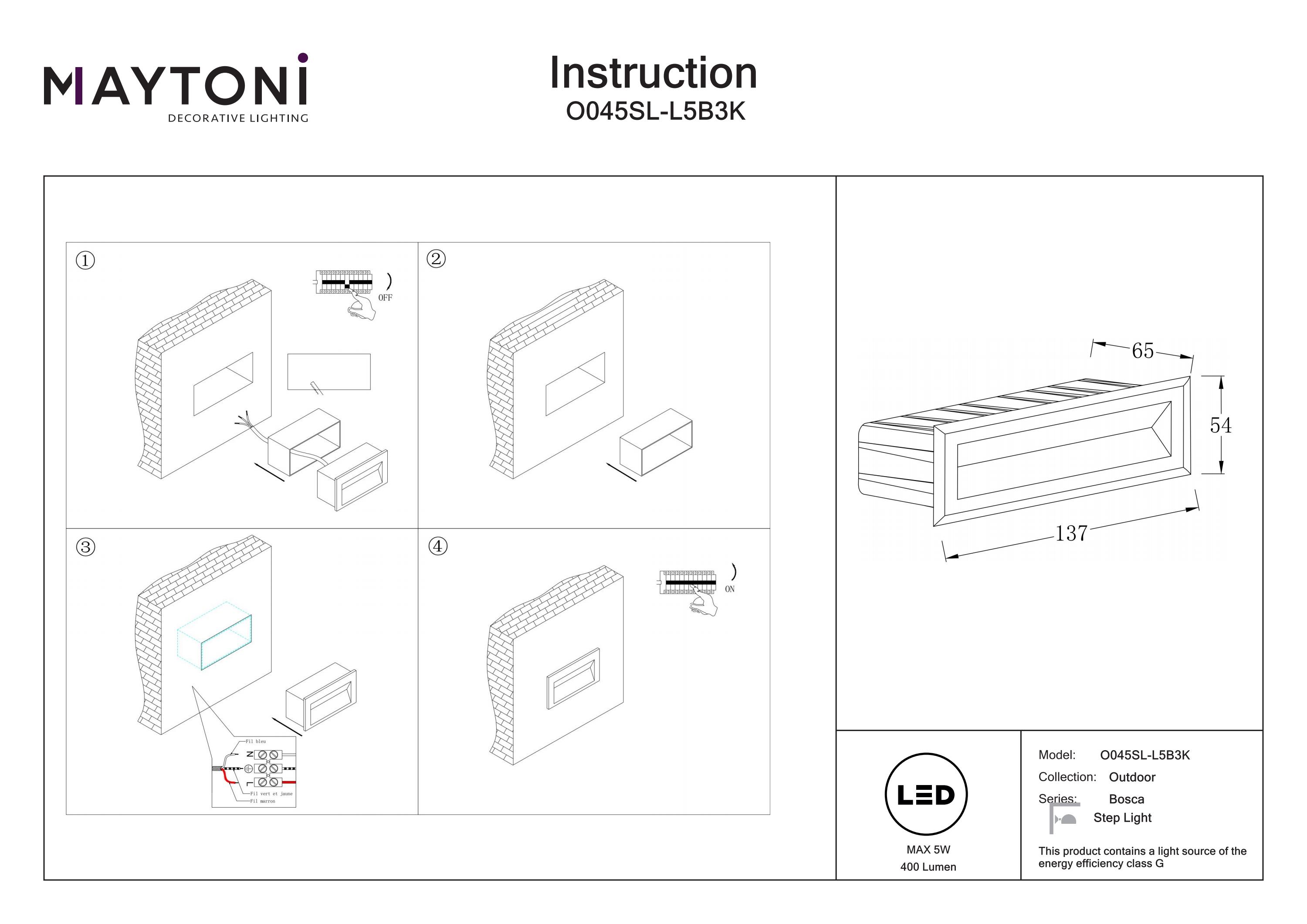 Iluminat pentru scări Bosca, Metal Negru, 5W, MAYTONI O045SL-L5B3K [5]