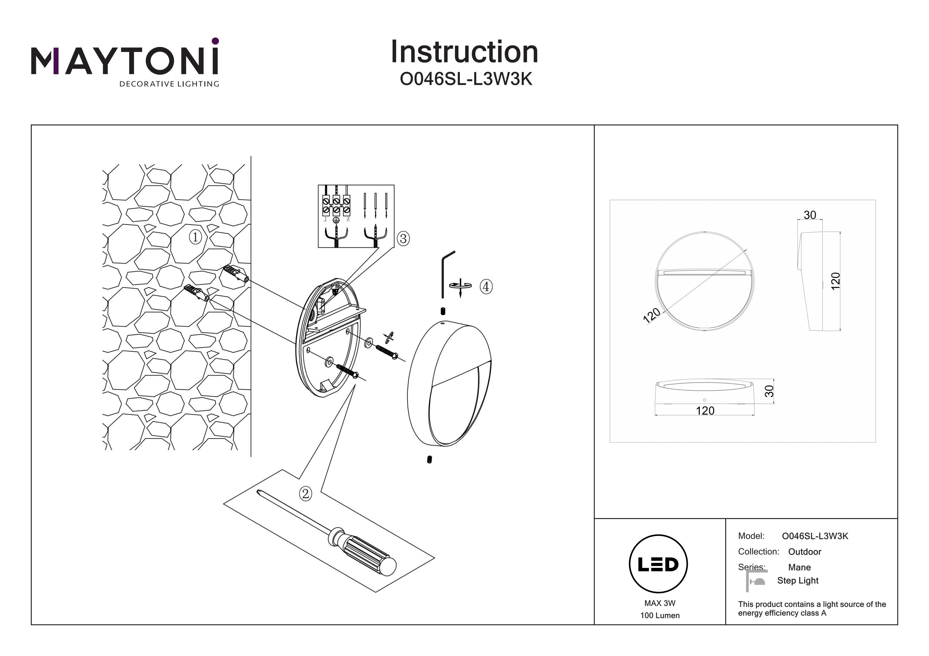 Iluminat pentru scări Mane, Aluminiu și plastic Alb, 3W, MAYTONI O046SL-L3W3K [5]