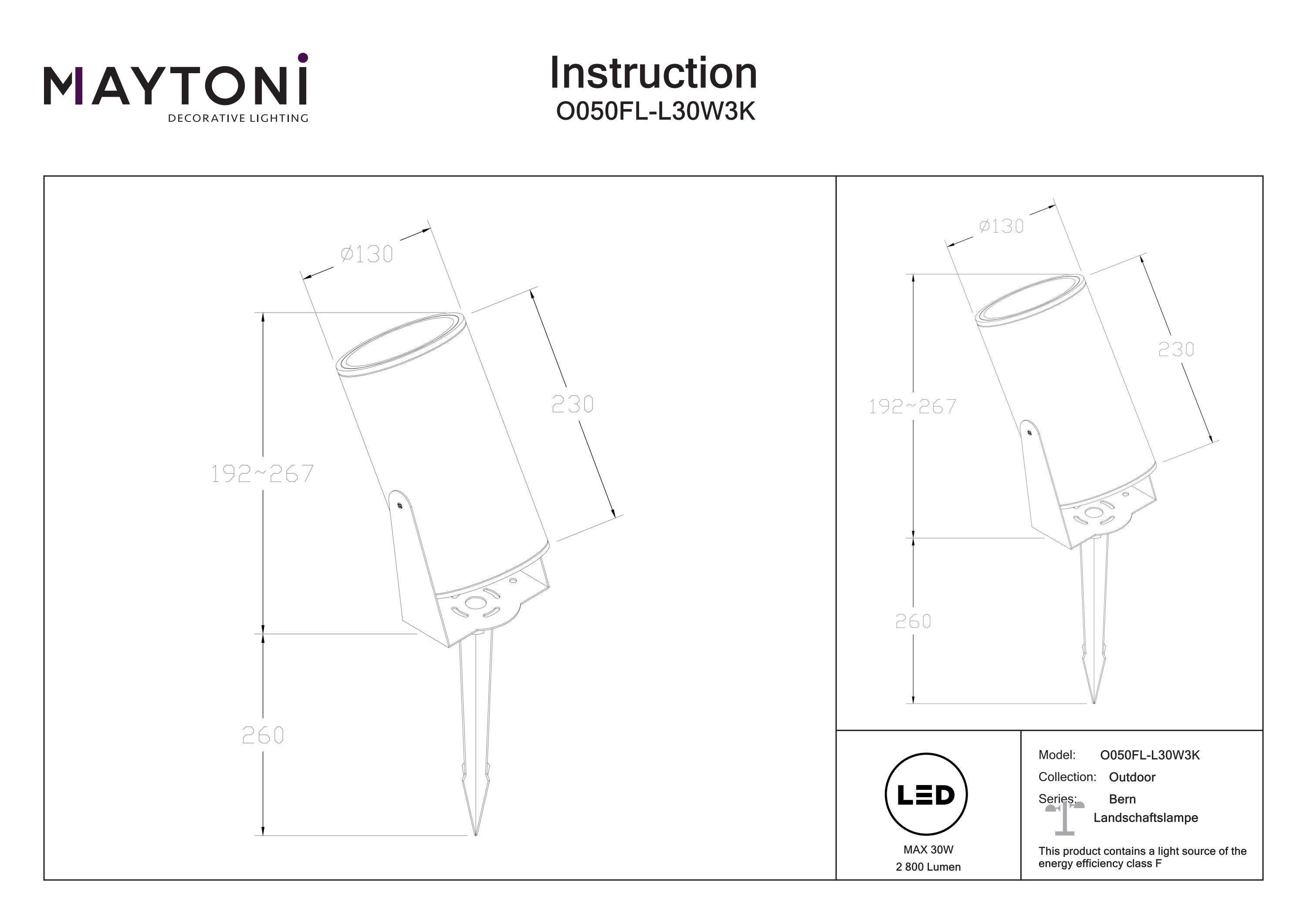 Corp de iluminat peisagistic Bern, Aluminiu Alb, 30W, MAYTONI O050FL-L30W3K [5]