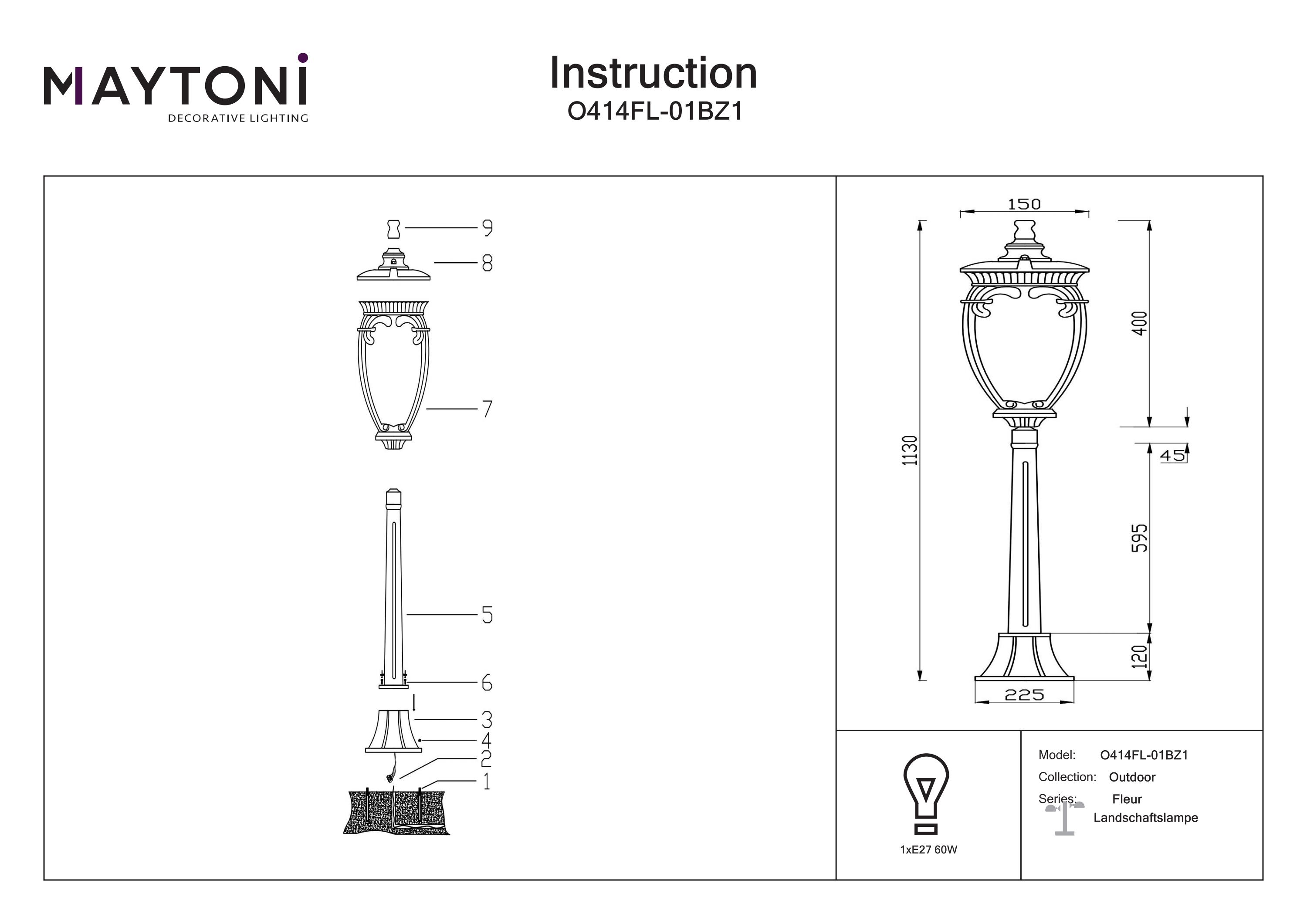 Corp de iluminat peisagistic Fleur, Aluminiu Bronz antic, 60W, MAYTONI O414FL-01BZ1 [4]