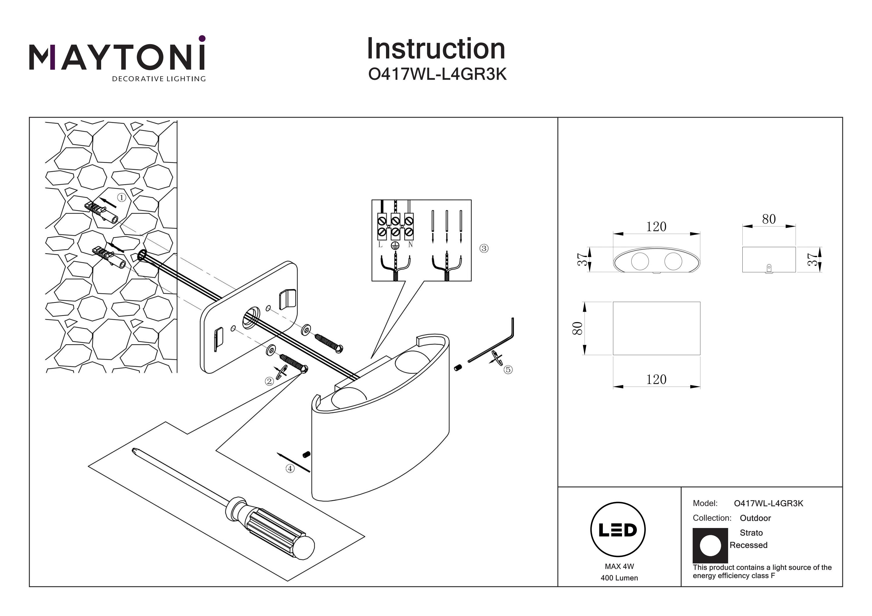 Iluminat arhitectural Strato, Metal Gri, 4W, MAYTONI O417WL-L4GR3K [3]