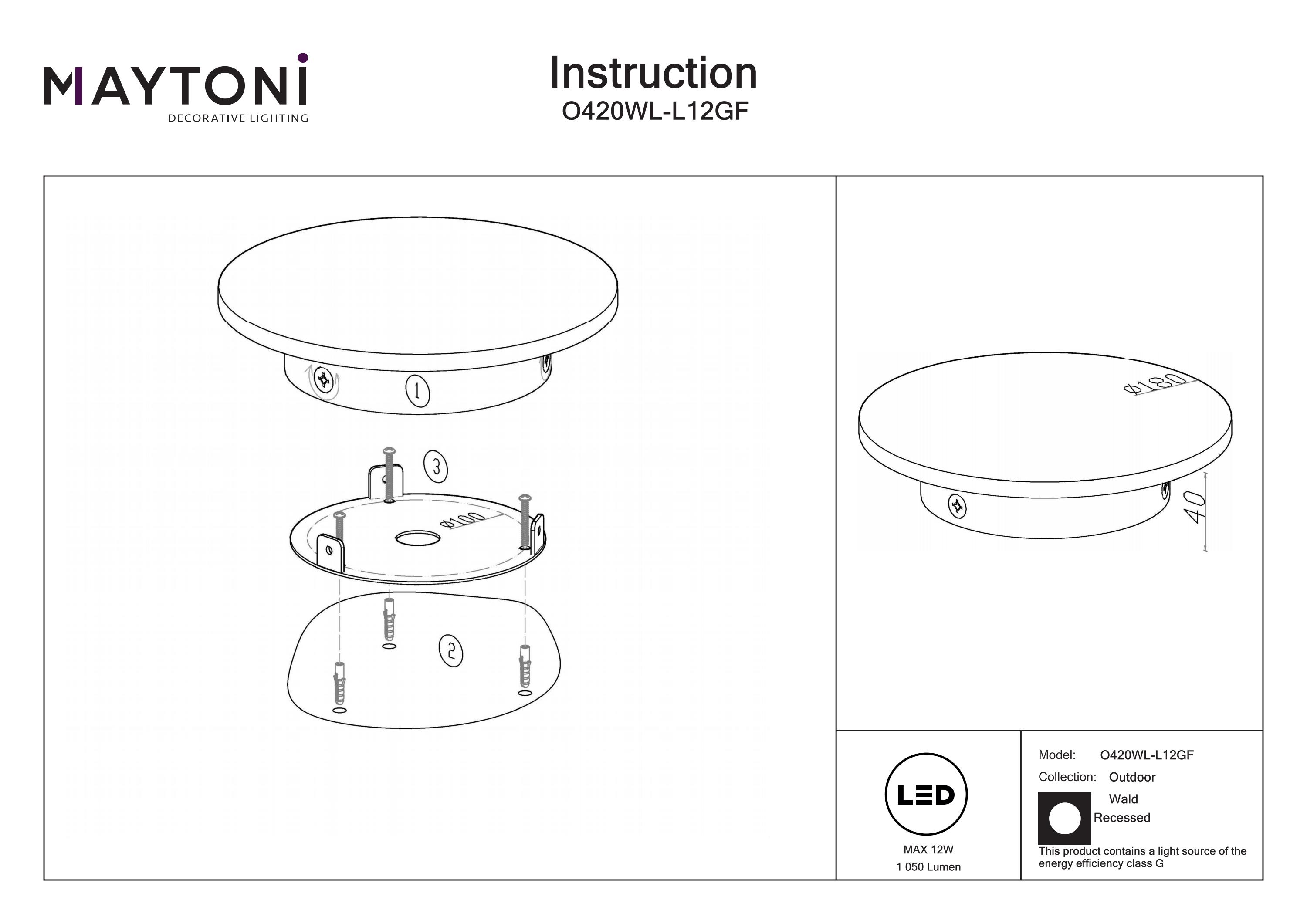 Iluminat arhitectural Wald, Metal Grafit, 12W, MAYTONI O420WL-L12GF [5]