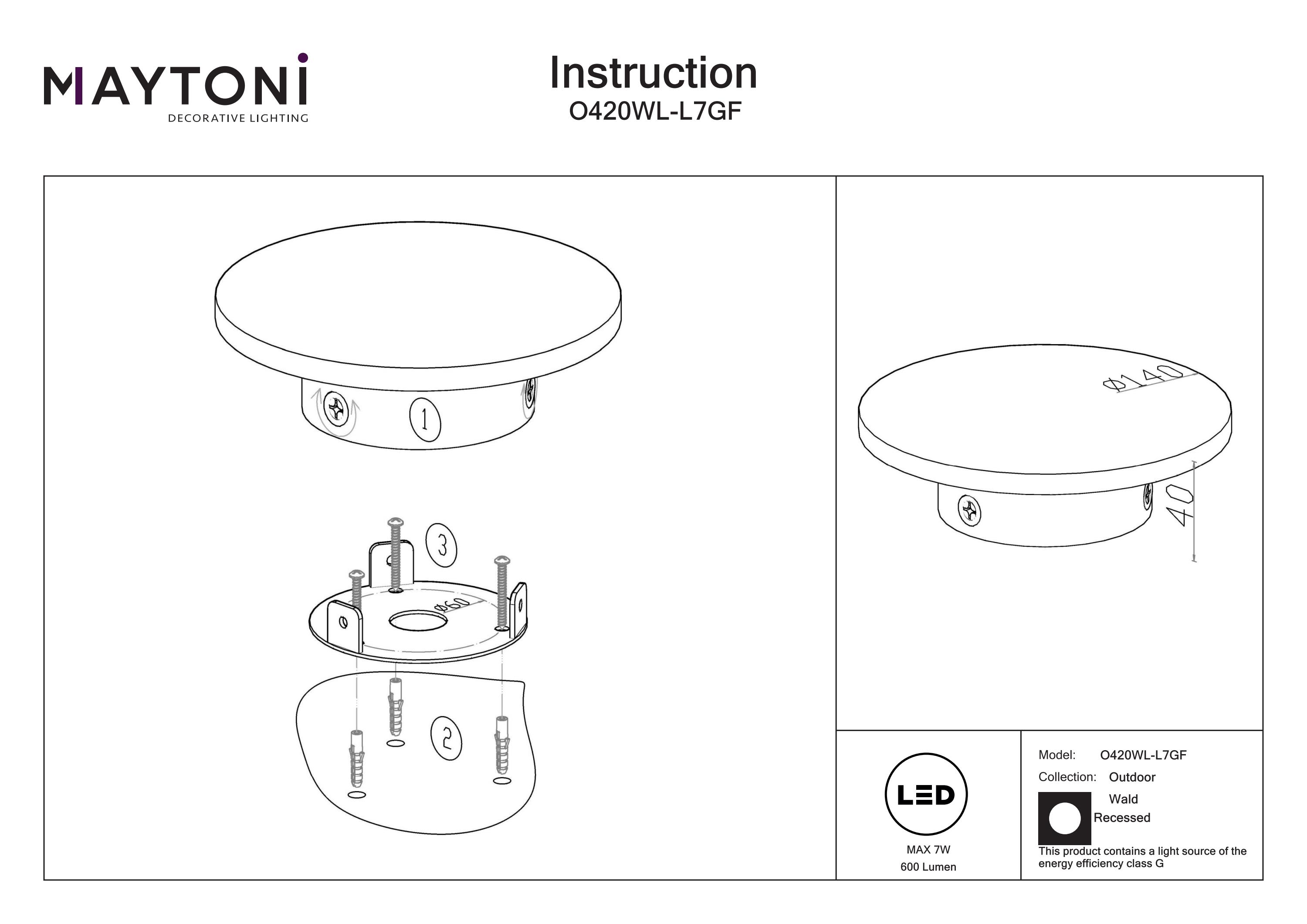 Iluminat arhitectural Wald, Metal Grafit, 7W, MAYTONI O420WL-L7GF [5]