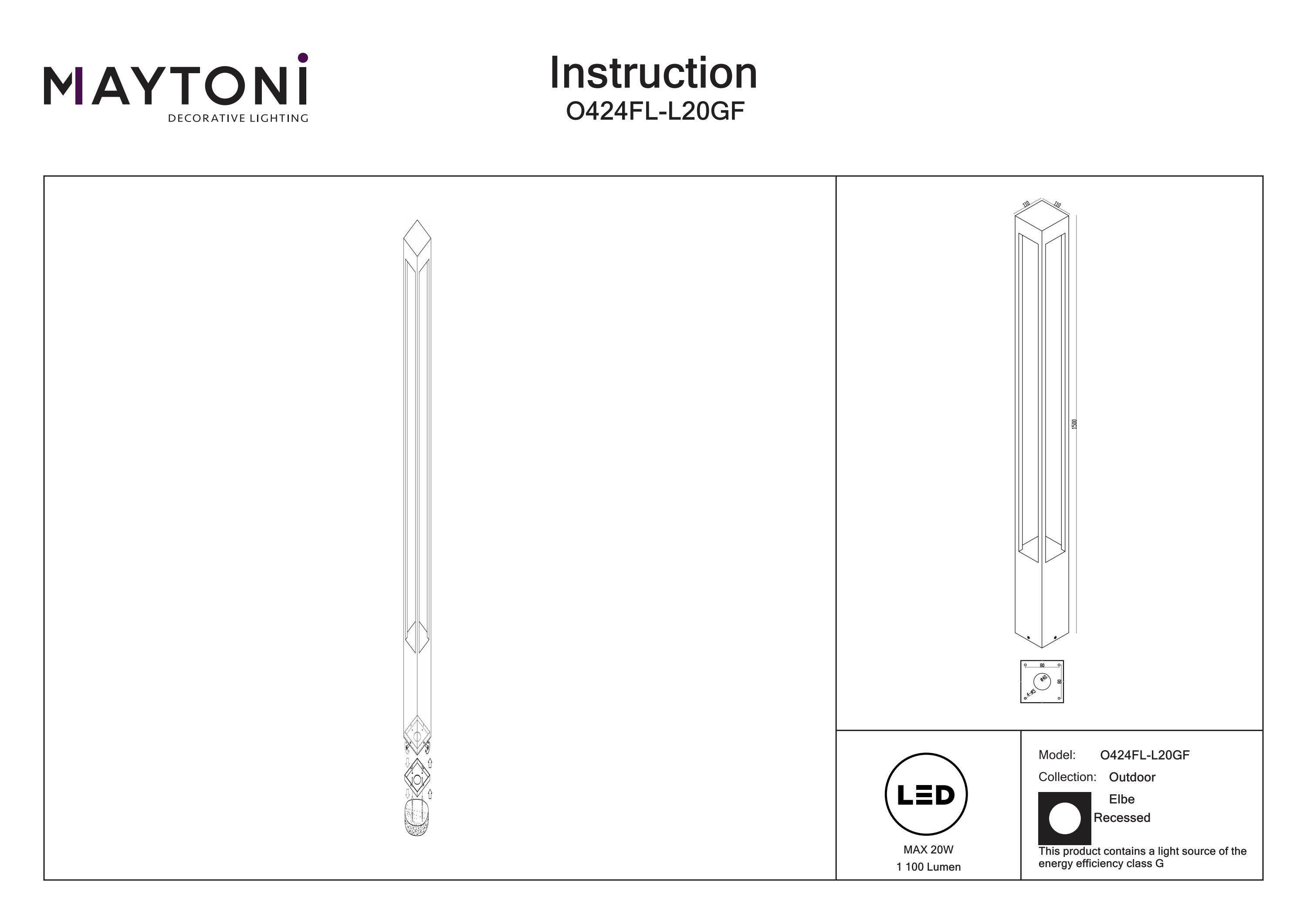 Lampă de grădină Elbe, Aluminiu Grafit, 20W, MAYTONI O424FL-L20GF [5]