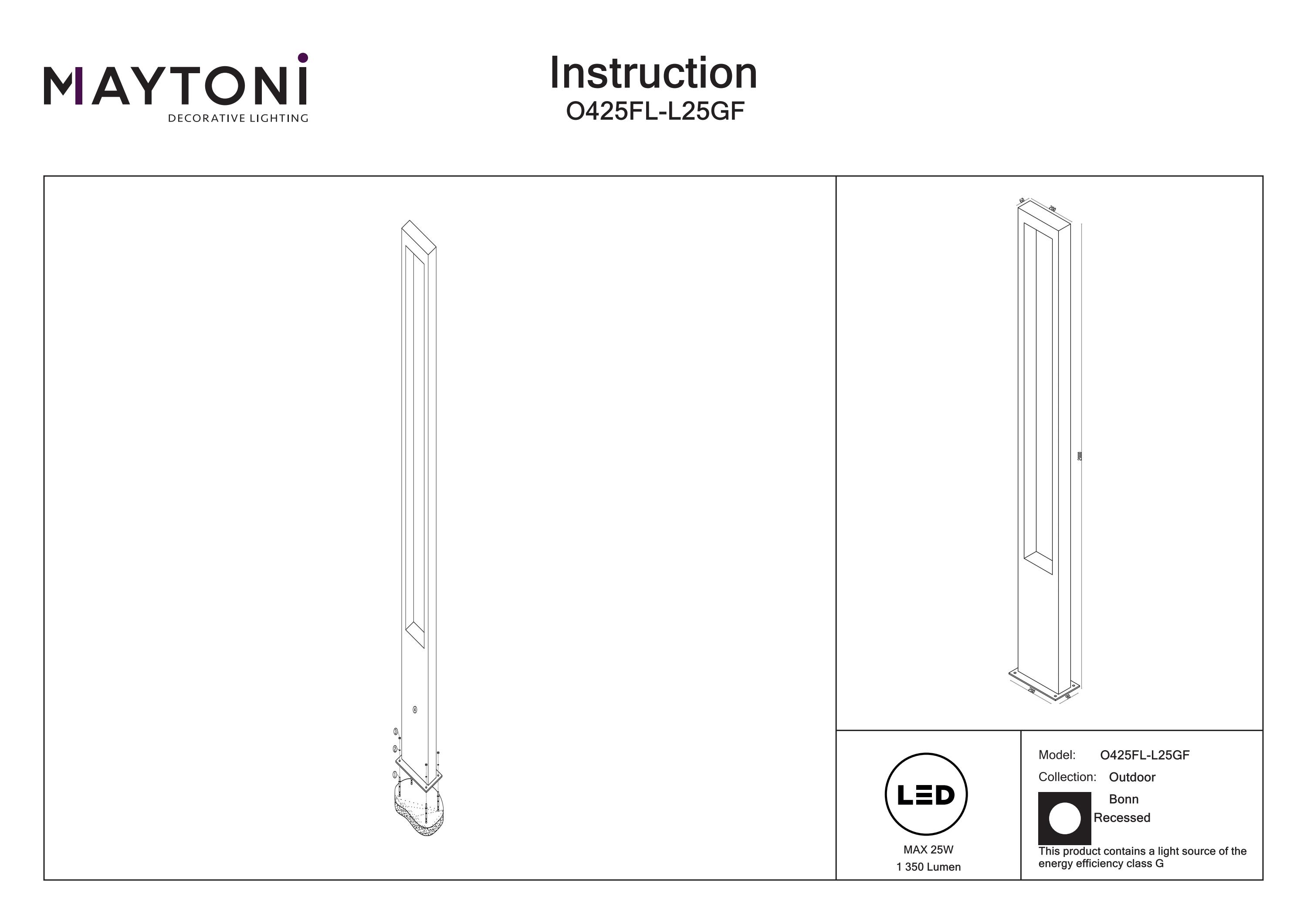 Lampă de grădină Bonn, Metal Grafit, 25W, MAYTONI O425FL-L25GF [5]