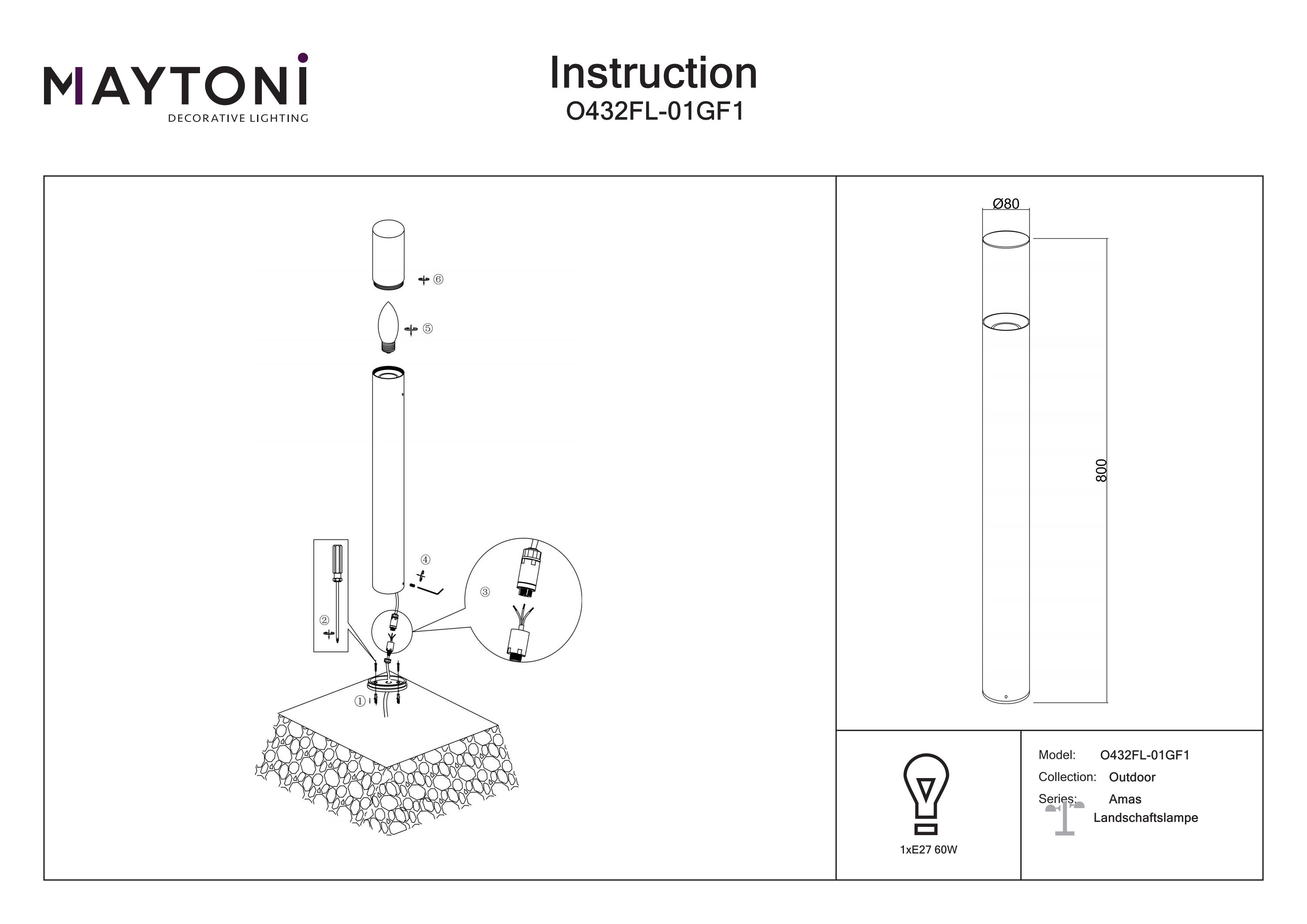 Corp de iluminat peisagistic Amas, Aluminiu și sticlă Grafit, 60W, MAYTONI O432FL-01GF1 [4]