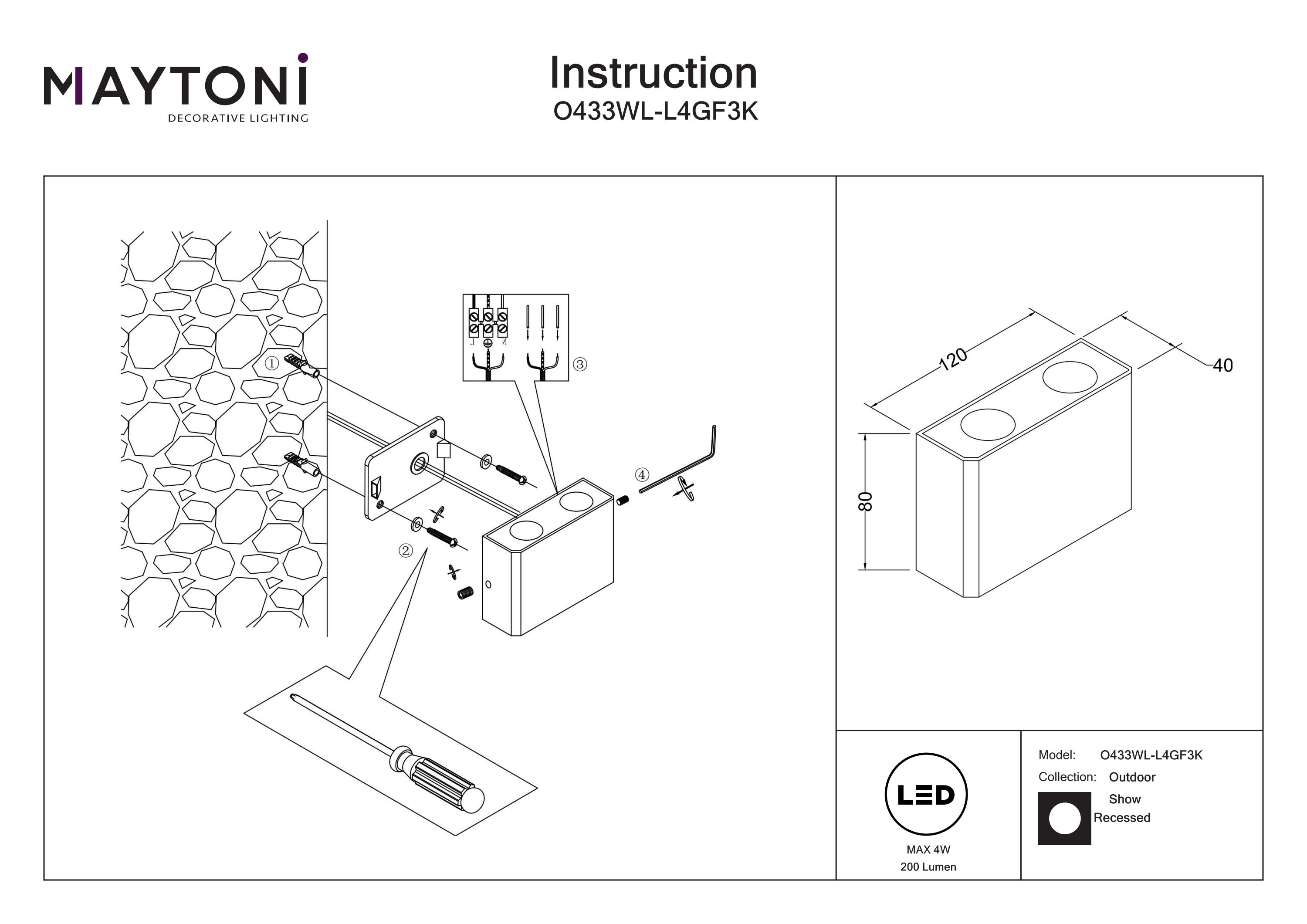 Iluminat arhitectural Show, Aluminiu Grafit, 4W, MAYTONI O433WL-L4GF3K [4]