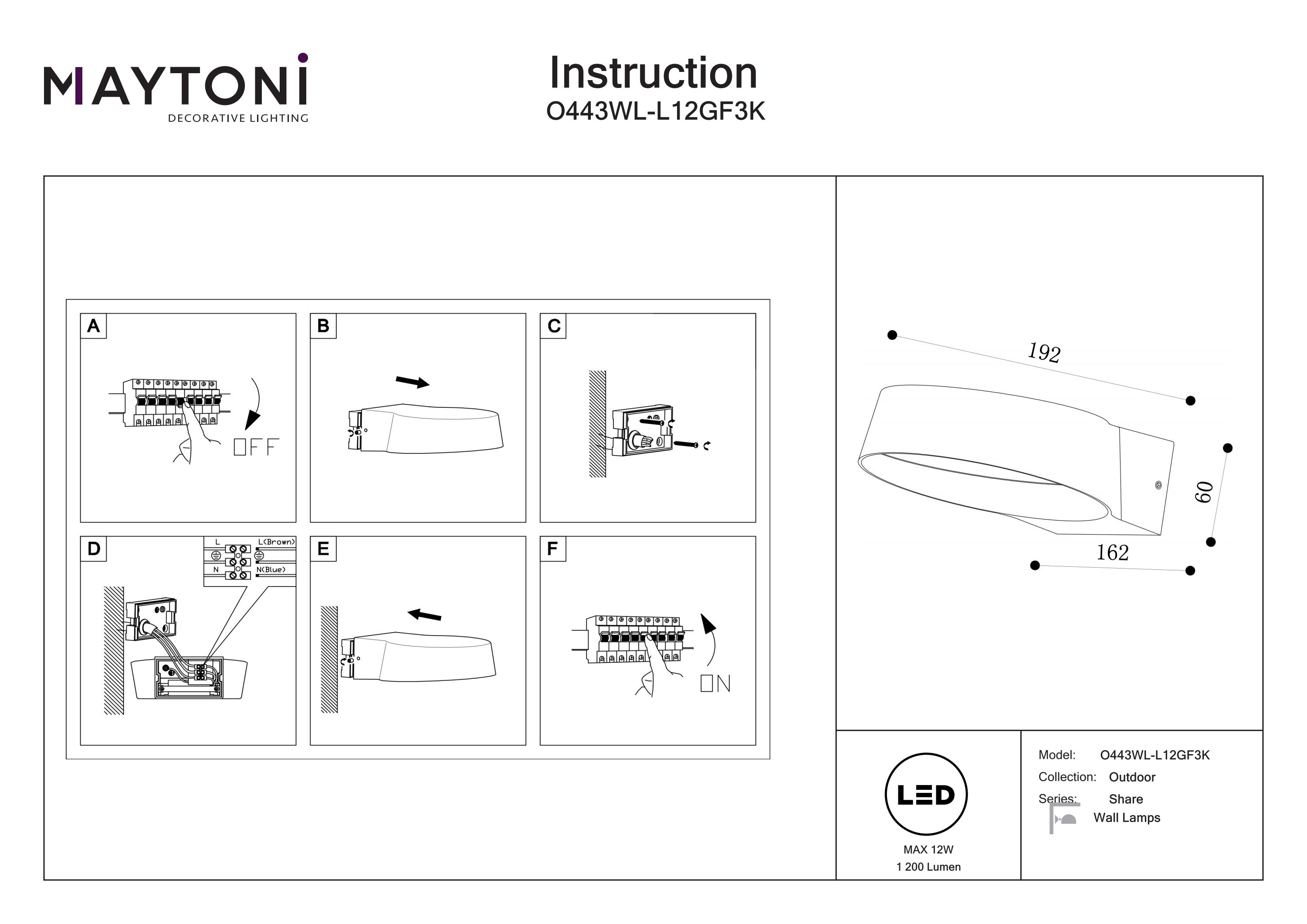 Aplică de exterior Share, Aluminiu și sticlă Grafit, 12W, MAYTONI O443WL-L12GF3K [5]