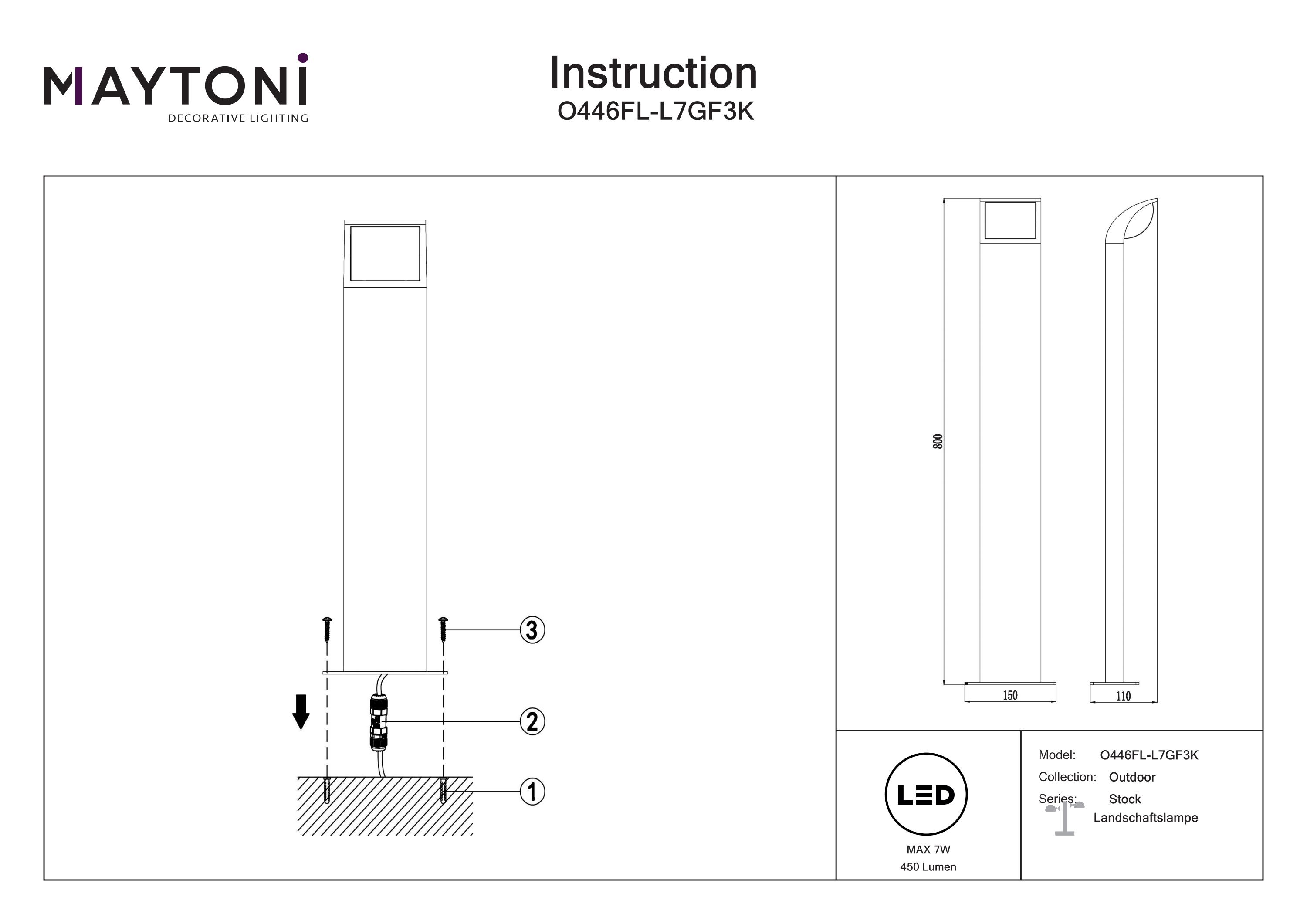 Corp de iluminat peisagistic Stock, Aluminiu și plastic Grafit, 7W, MAYTONI O446FL-L7GF3K [4]