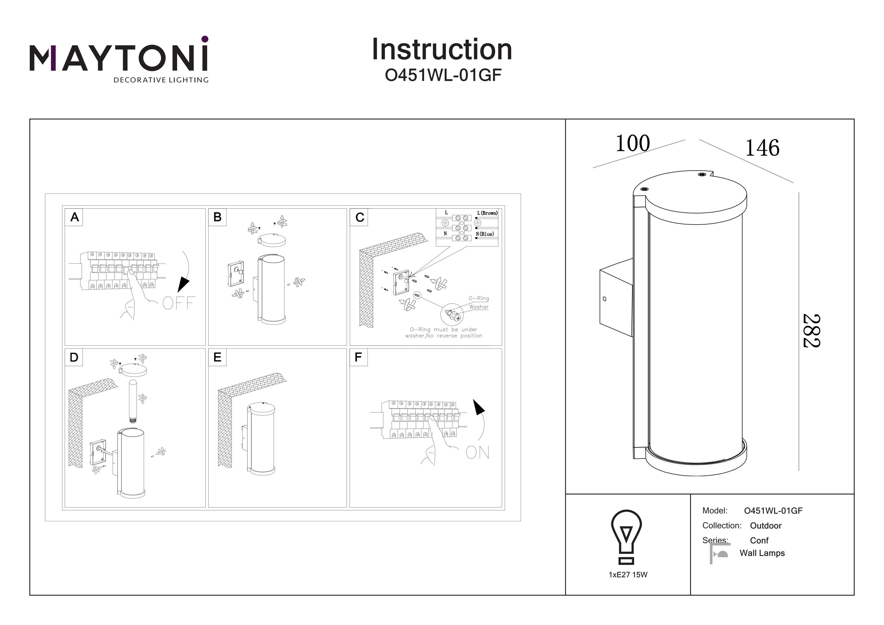 Aplică de exterior Conf, Aluminiu și plastic Grafit, 15W, MAYTONI O451WL-01GF [4]