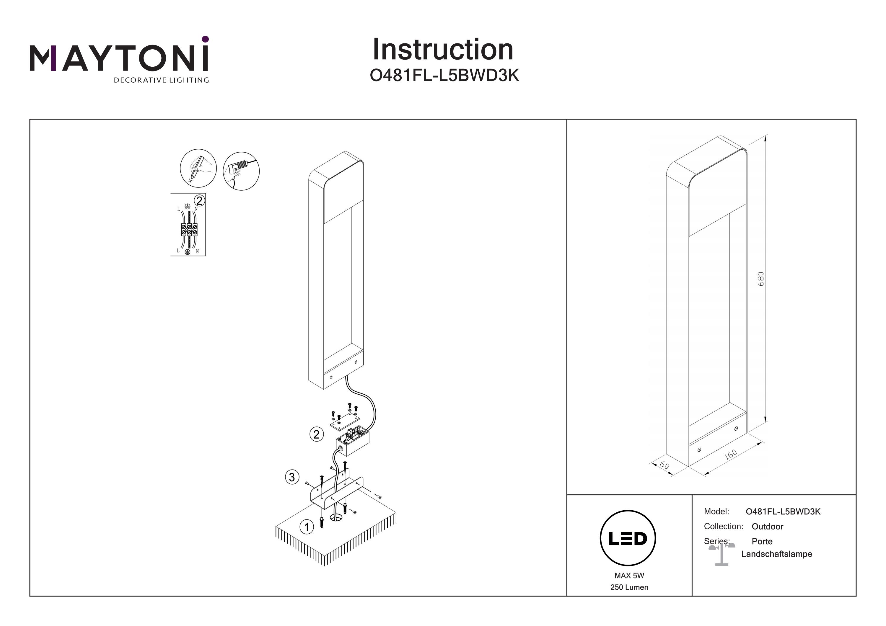 Corp de iluminat peisagistic Porte, Aluminiu Lemn negru, 7W, MAYTONI O481FL-L7BWD3K [5]