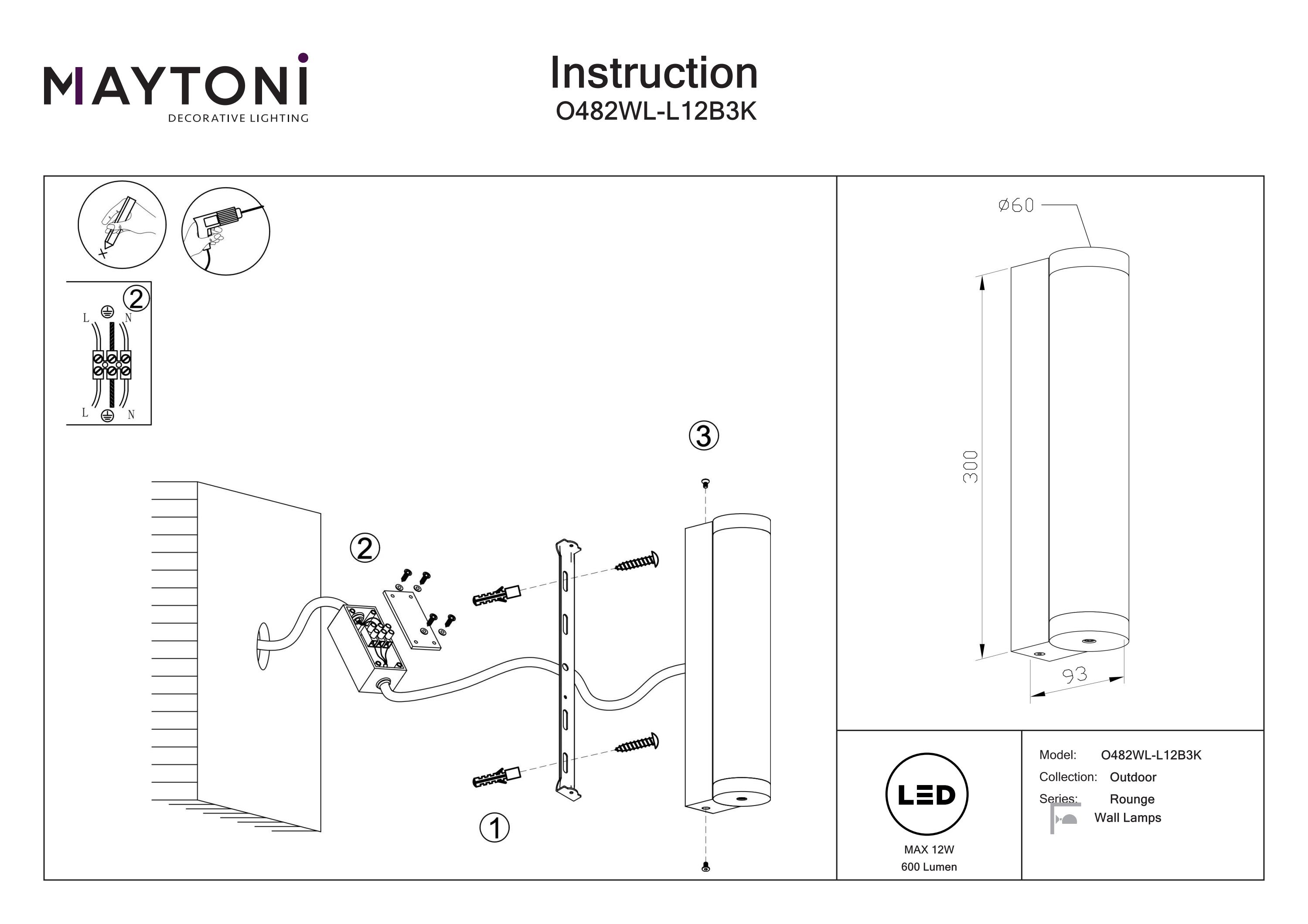 Aplică de exterior Rounge, Aluminiu Negru, 12W, MAYTONI O482WL-L12B3K [5]