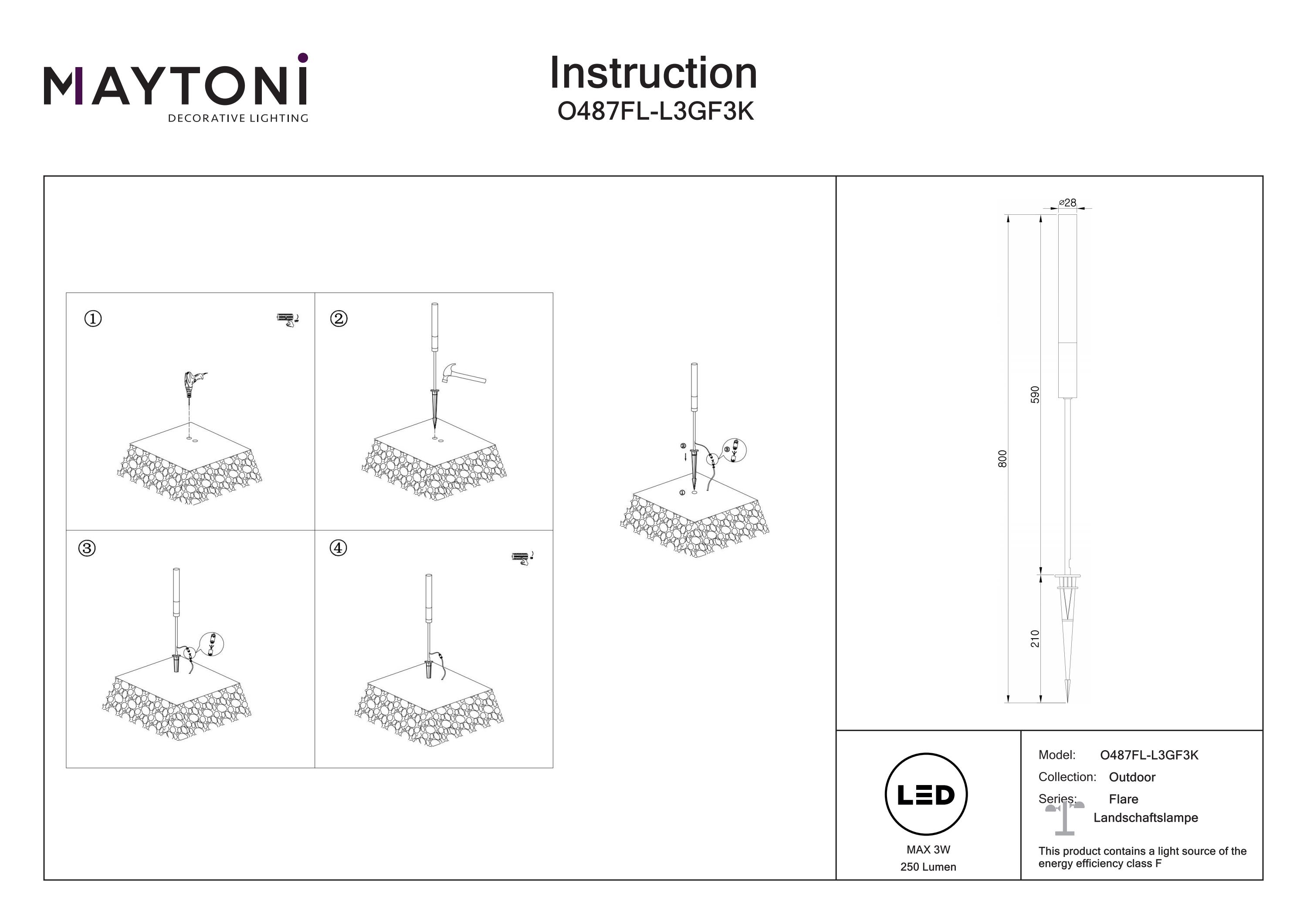 Corp de iluminat peisagistic Flare, Aluminiu și plastic Grafit, 3W, MAYTONI O487FL-L3GF3K [5]