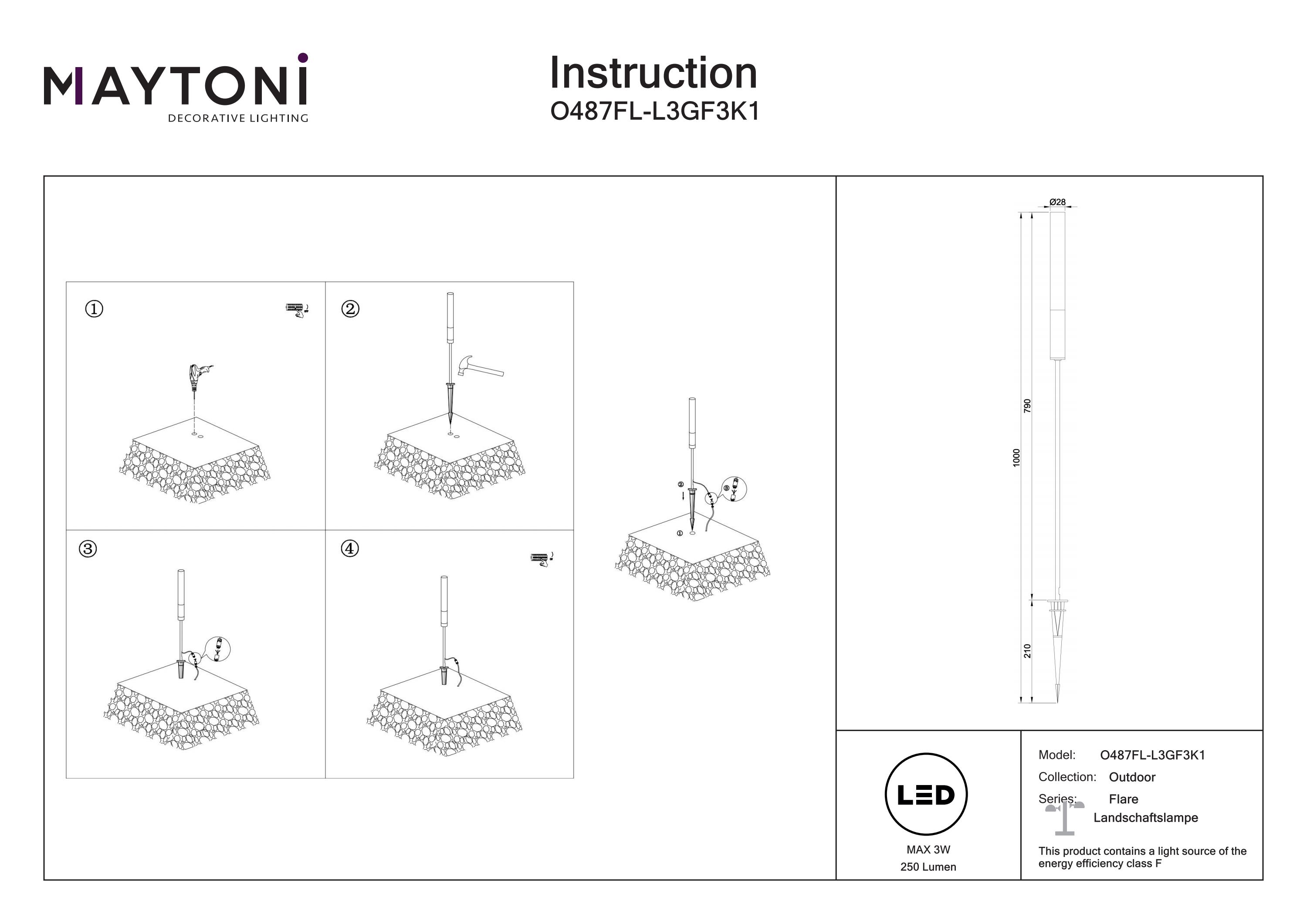 Corp de iluminat peisagistic Flare, Aluminiu și plastic Grafit, 3W, MAYTONI O487FL-L3GF3K1 [5]