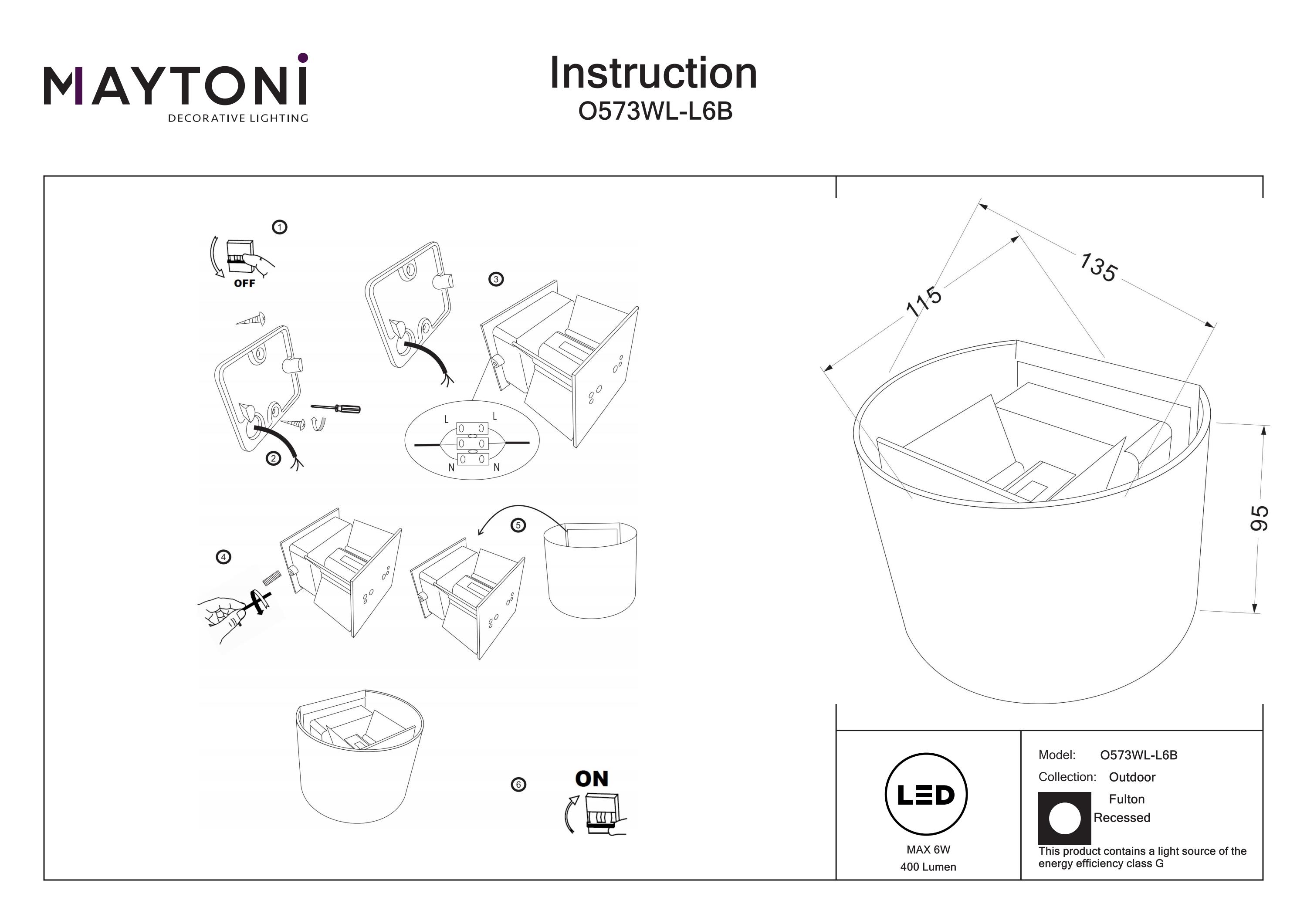 Iluminat arhitectural Fulton, Metal Negru, 6W, MAYTONI O573WL-L6B [5]