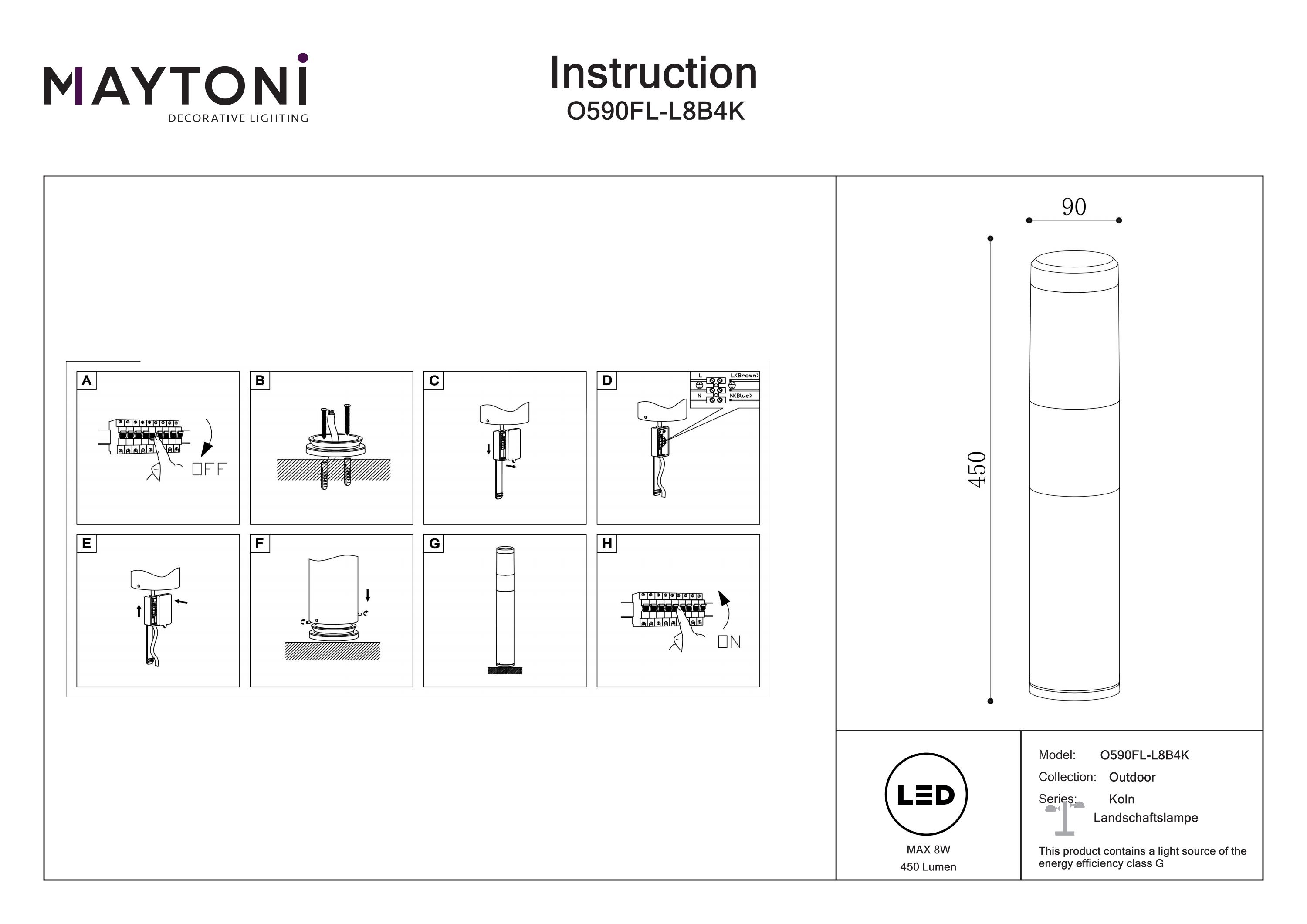 Corp de iluminat peisagistic KOLN, Aluminiu Negru, 8W, MAYTONI O590FL-L8B4K [3]