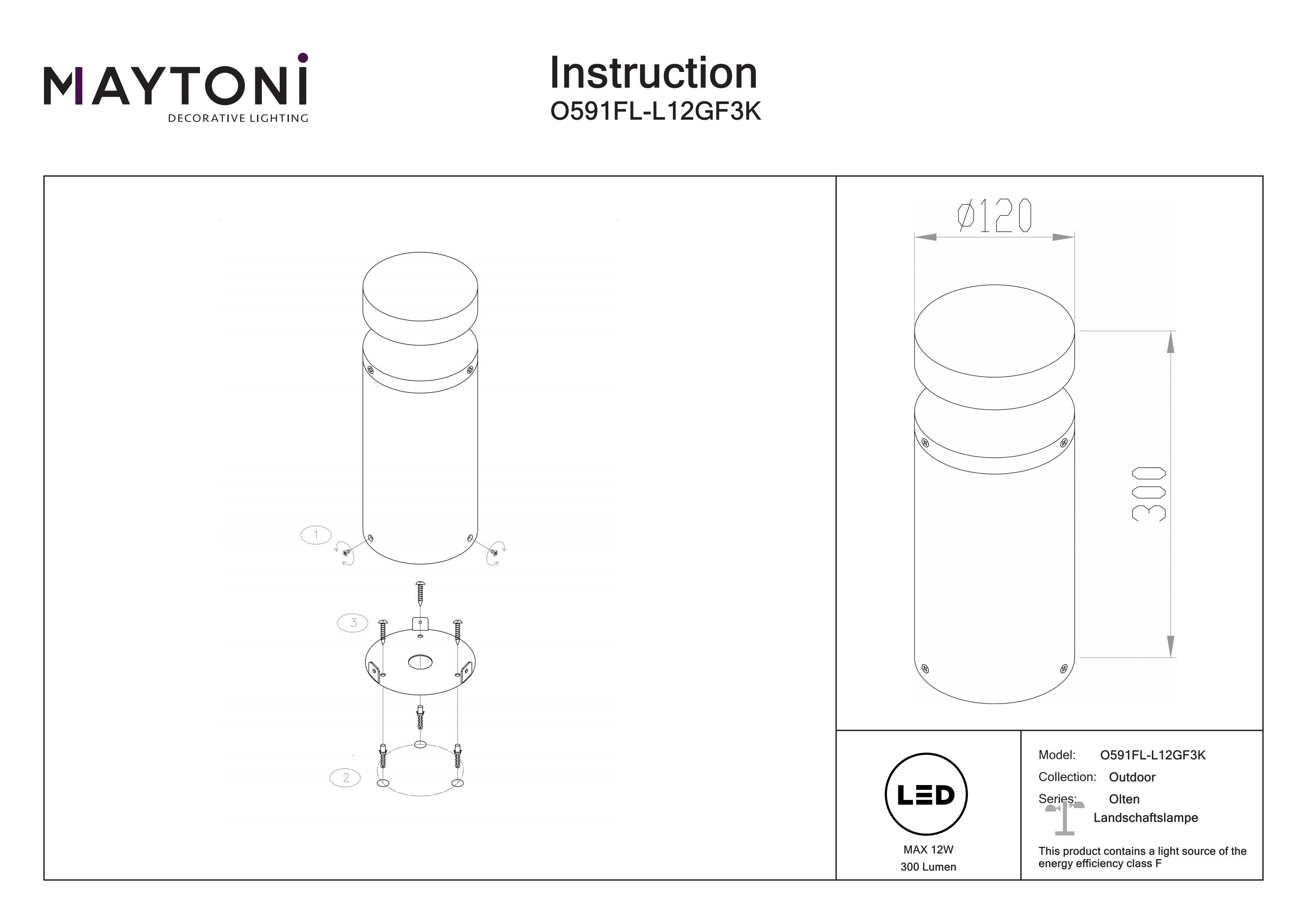 Corp de iluminat peisagistic Olten, Aluminiu Grafit, 12W, MAYTONI O591FL-L12GF3K [5]
