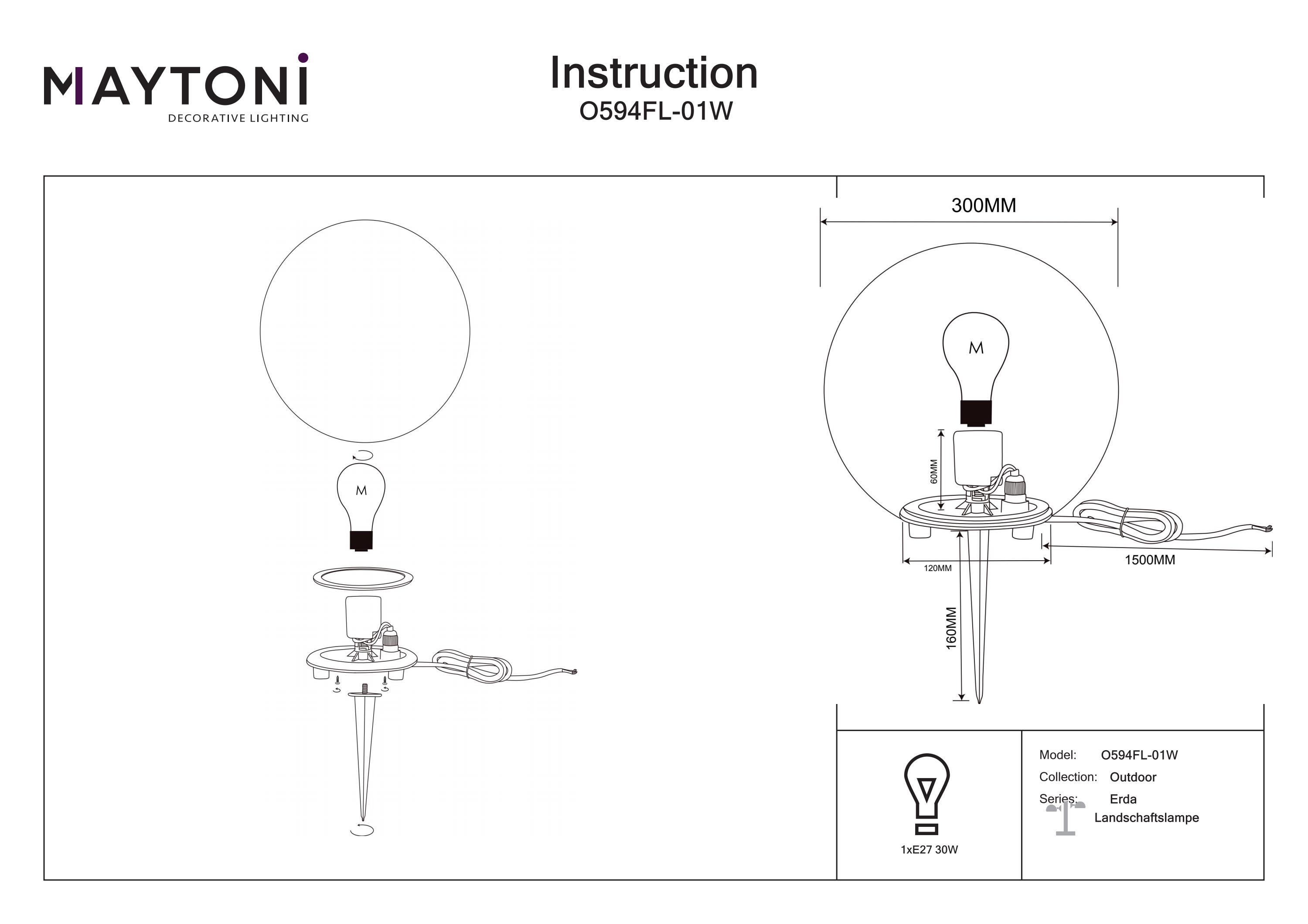 Corp de iluminat peisagistic Erda, Plastic Alb, 30W, MAYTONI O594FL-01W [4]