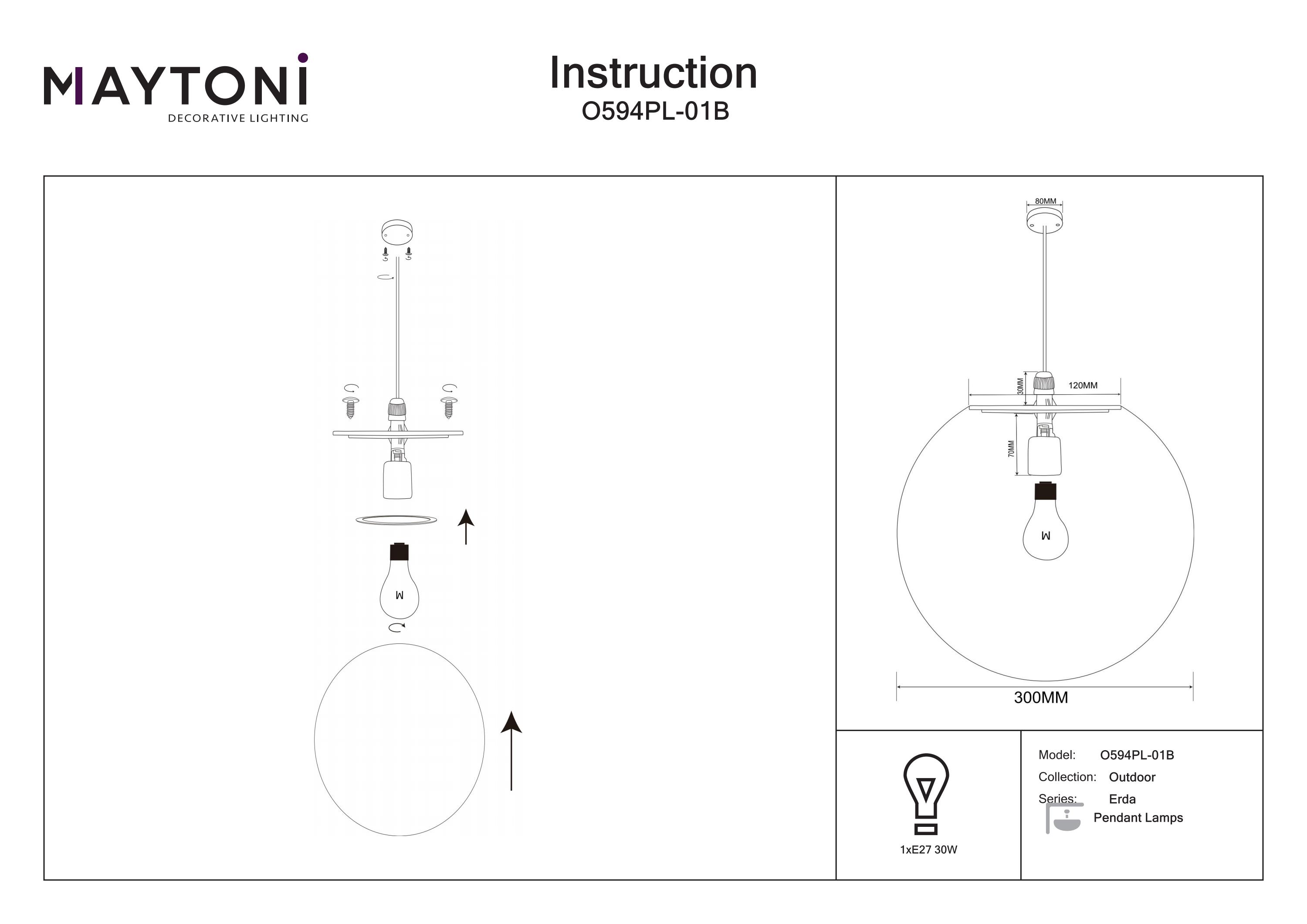 Corp de iluminat suspendat de exterior Erda, Plastic Alb, 30W, MAYTONI O594PL-01B [4]
