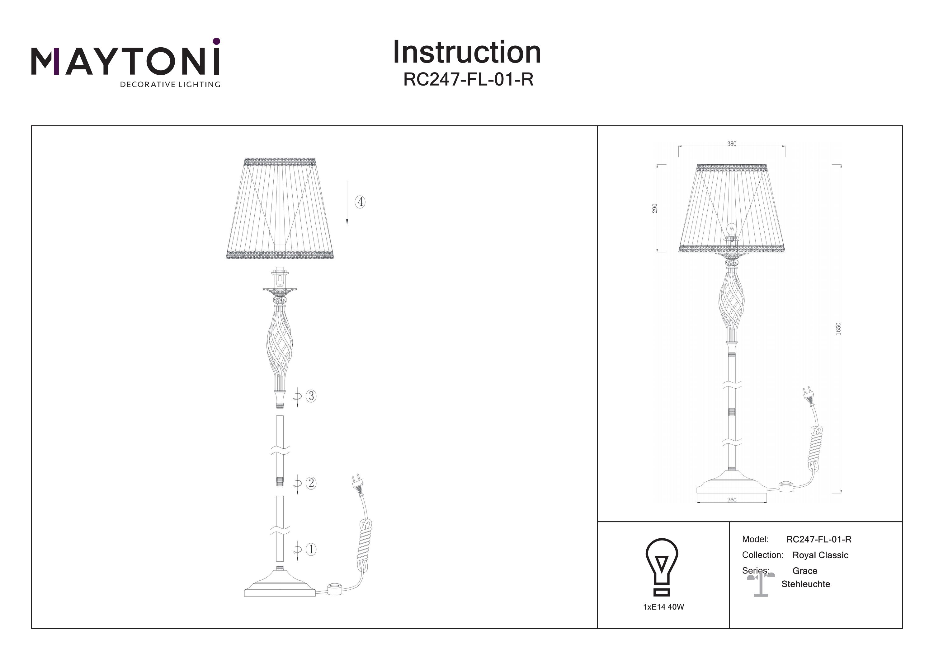 Lampadar Grace, Metal Bronz, 40W, MAYTONI RC247-FL-01-R [2]