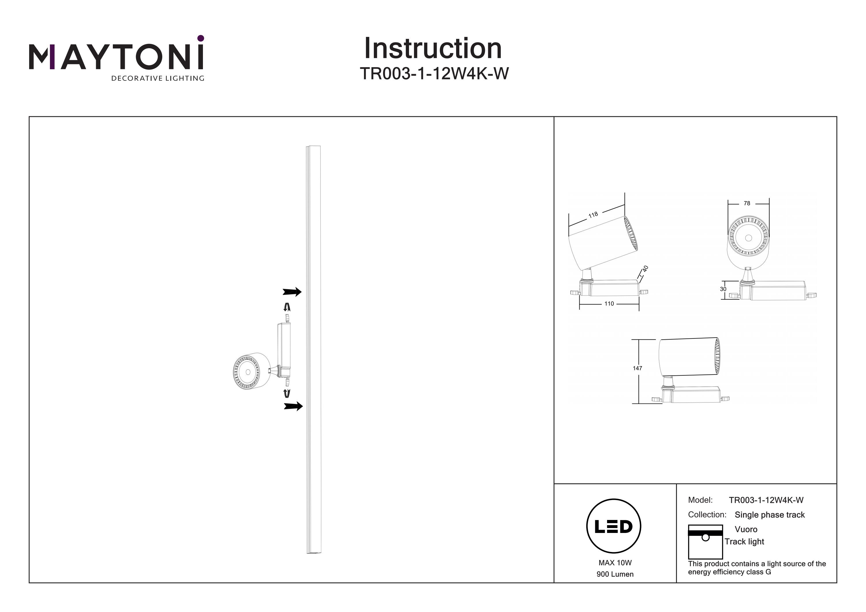 Corp de iluminat pe șină Vuoro, Aluminiu Alb, 10W, MAYTONI TR003-1-12W4K-W [4]