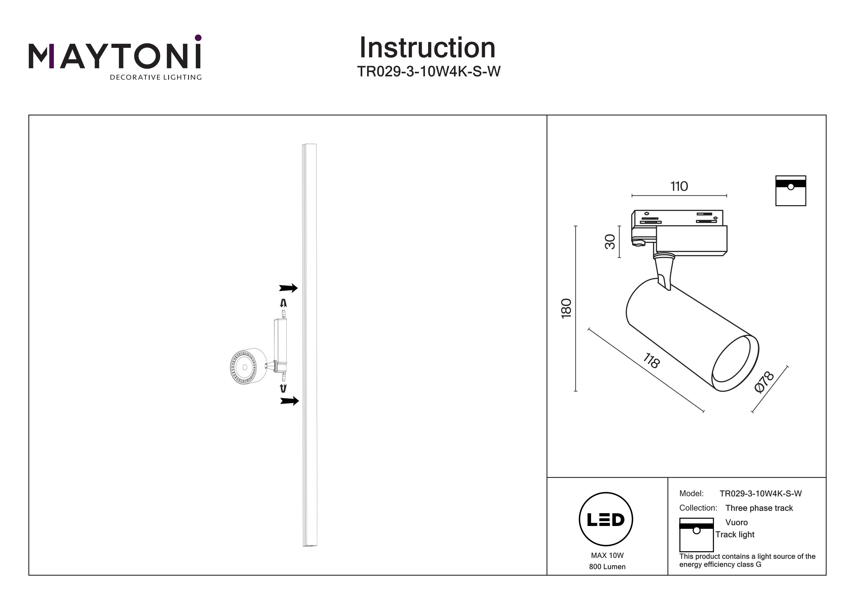 Corp de iluminat pe șină Vuoro, Aluminiu Alb, 10W, MAYTONI TR029-3-10W4K-S-W [5]
