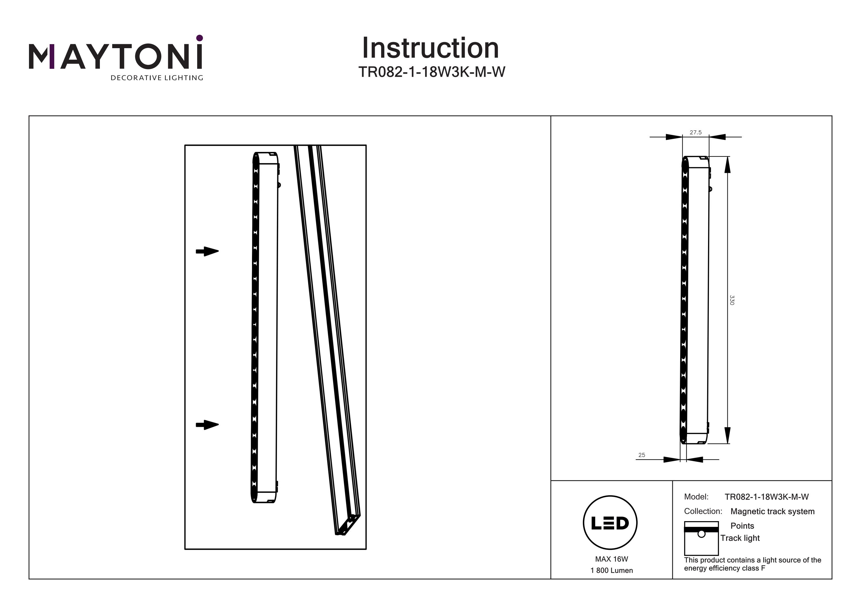 Corp de iluminat pe șină Points, Aluminiu Alb, 16W, MAYTONI TR082-1-18W3K-M-W [4]