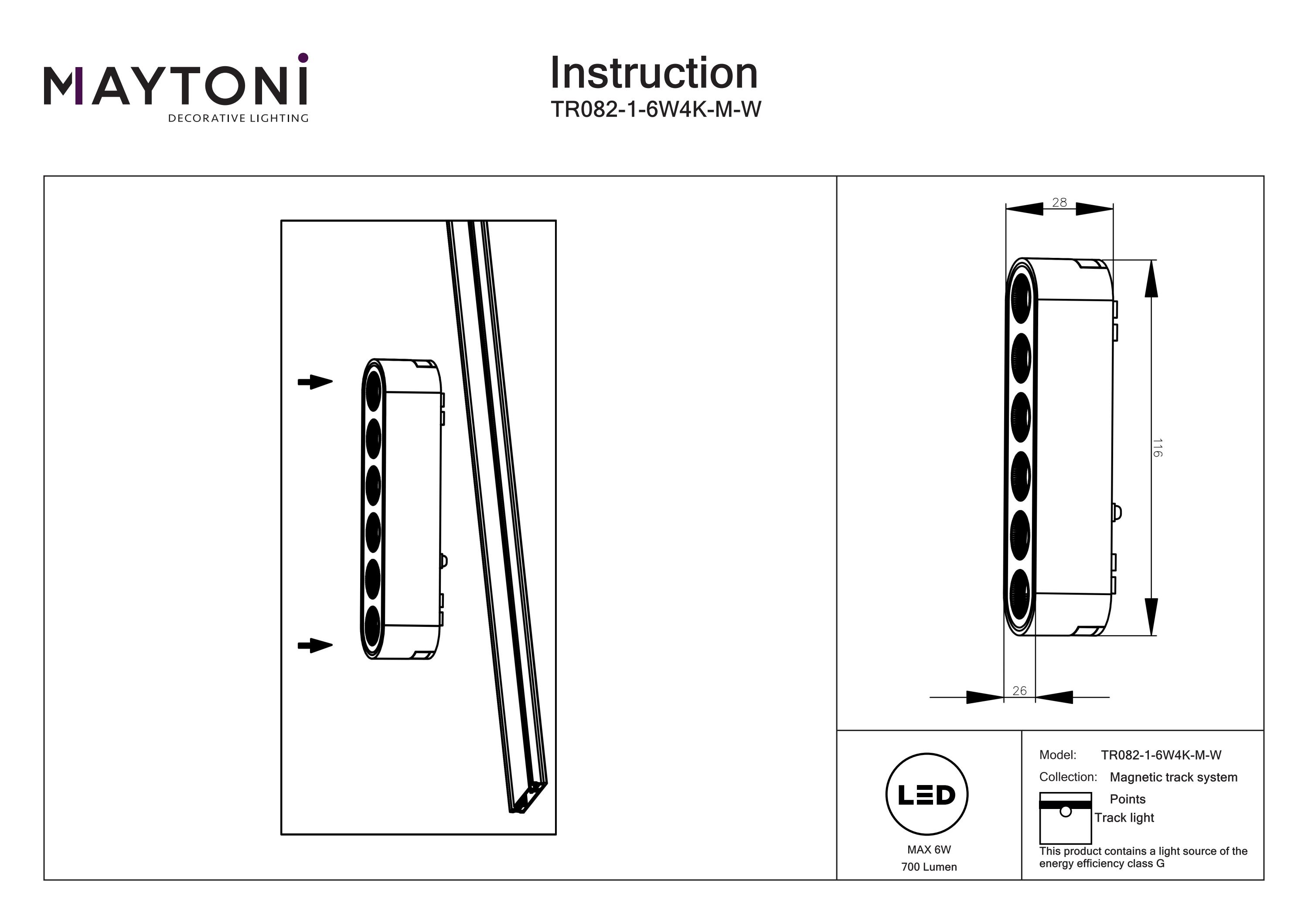 Corp de iluminat pe șină Points, Aluminiu Alb, 6W, MAYTONI TR082-1-6W4K-M-W [4]