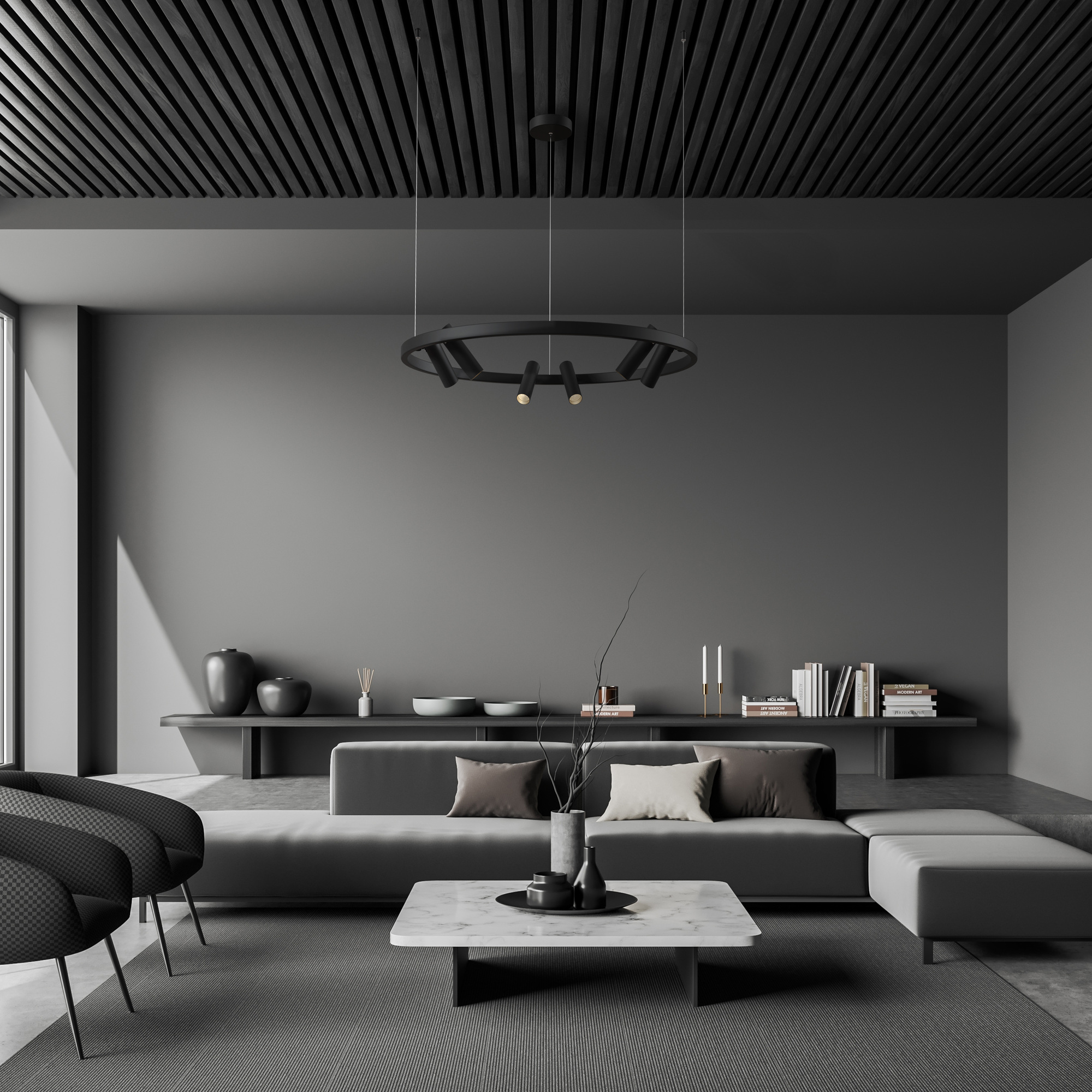 Corp de iluminat suspendat SATELLITE, Aluminiu Negru, 42W, MAYTONI MOD102PL-L42B [5]