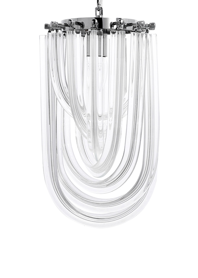 Produse - Pendul Murano S 22x22x140 cm, Sticlă Argintiu - Moosee
