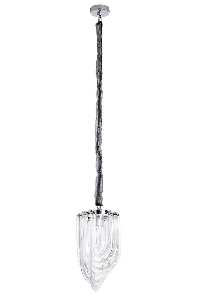 Pendul Murano S 22x22x140 cm, Sticlă Argintiu - Moosee [3]