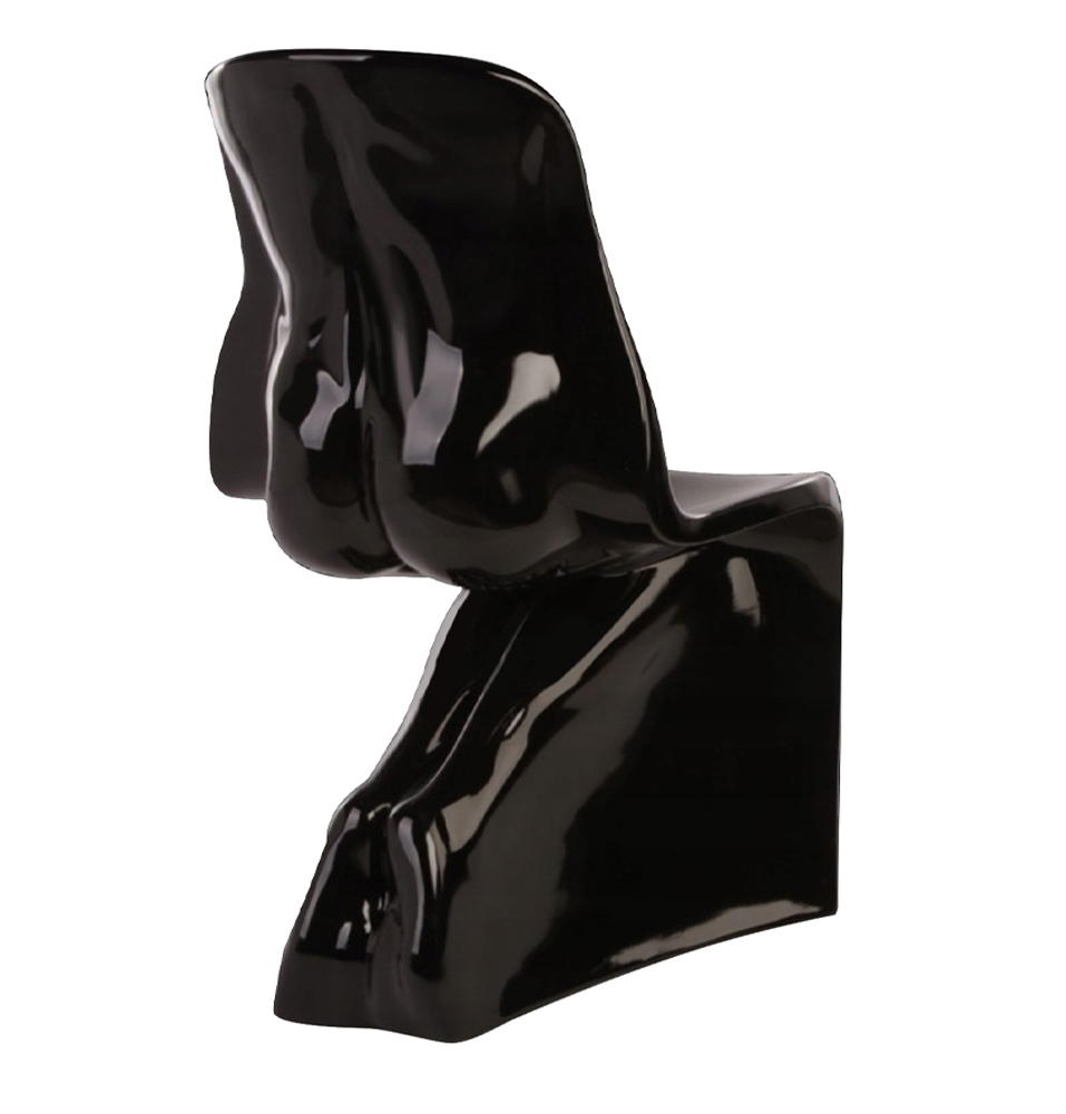 Produse - Scaun Him 55x63,5x85 cm, Fibră de Sticlă Negru Luciu Înalt - King Home