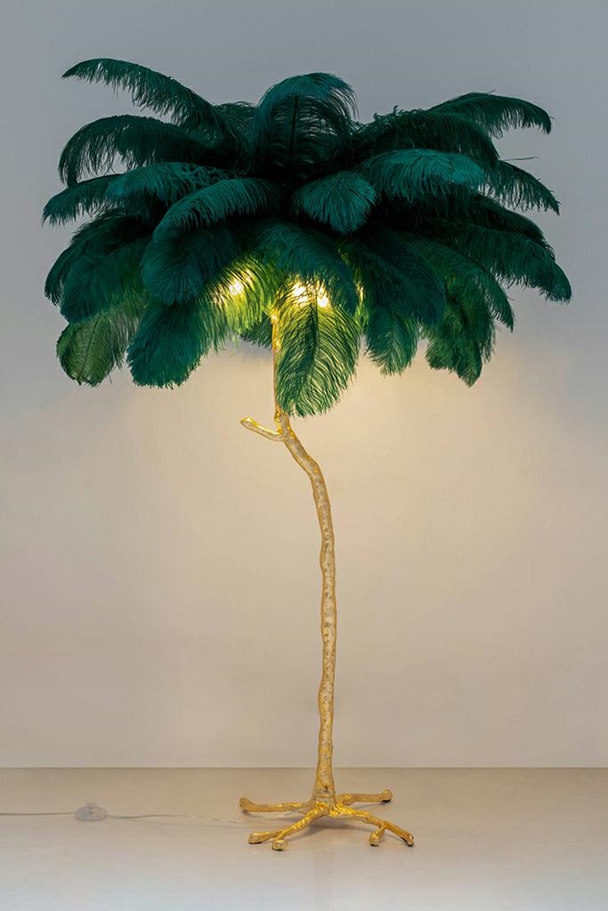 Lampadar Tiffany 120x120x175 cm, Pene Naturale de Struț Verde - King Home [11]