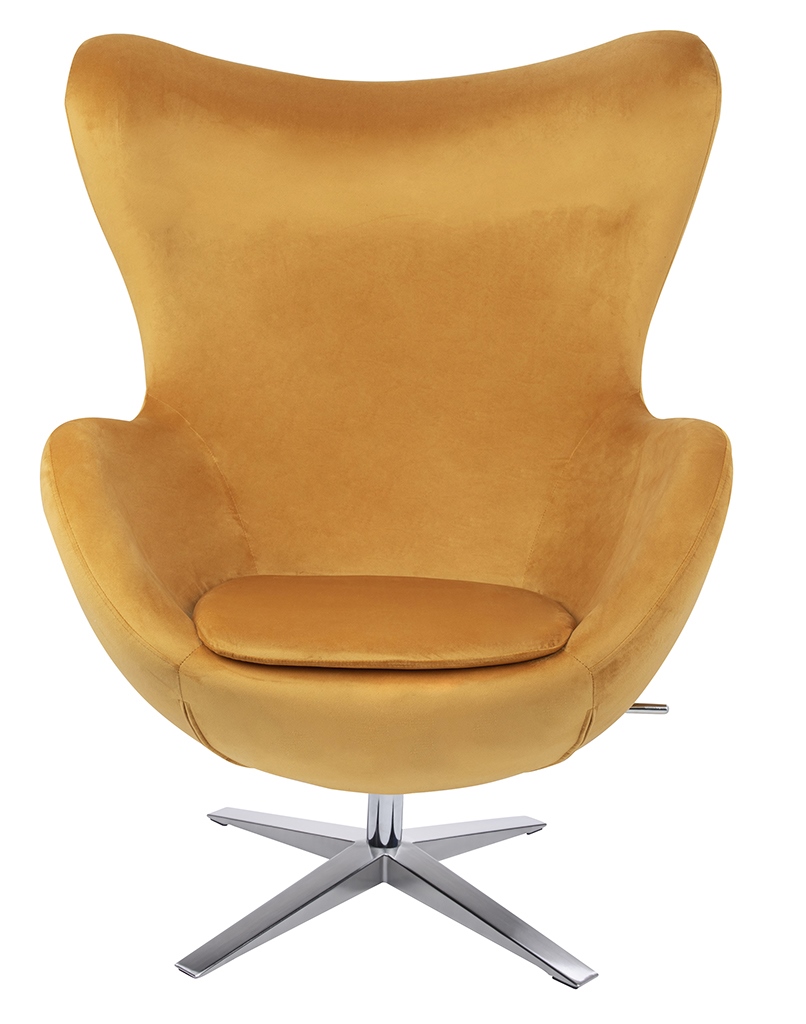 Fotoliu Egg Szeroki Velvet 80x70x110 cm, Metal Muștar - King Home [2]