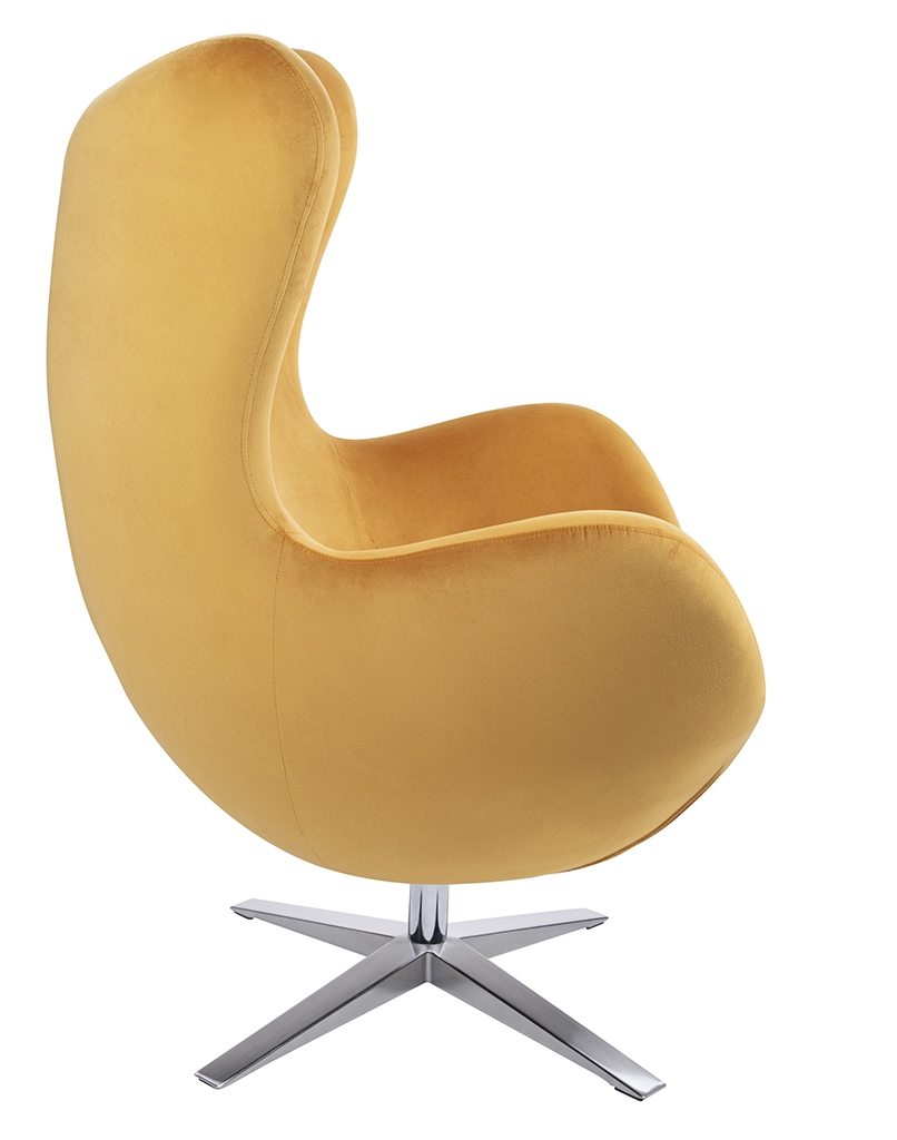 Fotoliu Egg Szeroki Velvet 80x70x110 cm, Metal Muștar - King Home [3]