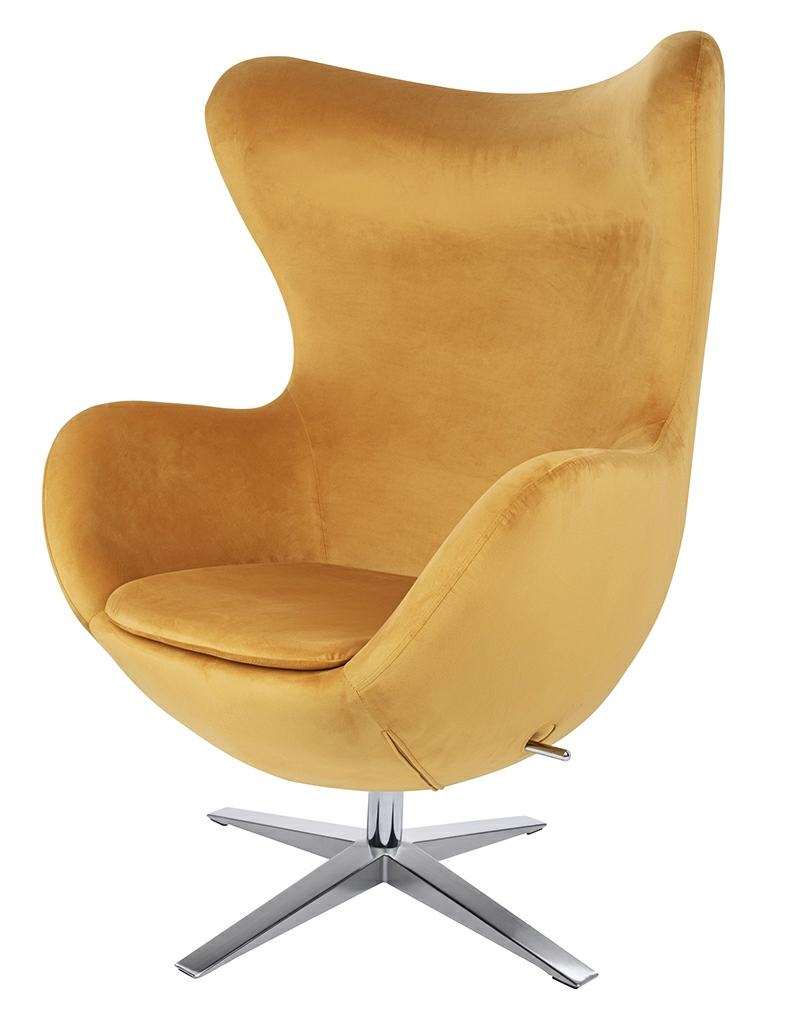 Produse - Fotoliu Egg Szeroki Velvet 80x70x110 cm, Metal Muștar - King Home