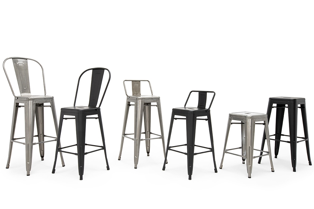 Scaun de Bar Tower Big Back 43x43x117 cm, Metal Lacuit - King Home [11]