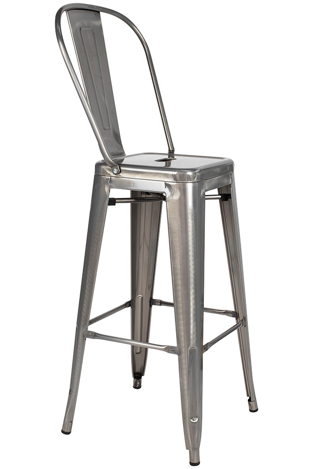 Bucatarie - Scaun de Bar Tower Big Back 43x43x117 cm, Metal Lacuit - King Home